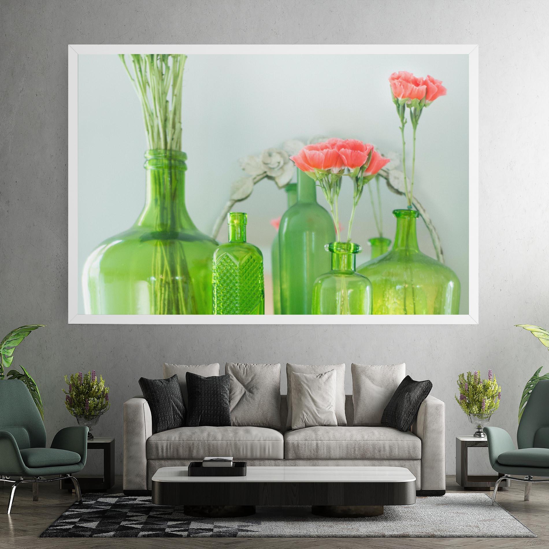 Leinwandbild Green Vase Flowers mockup 7