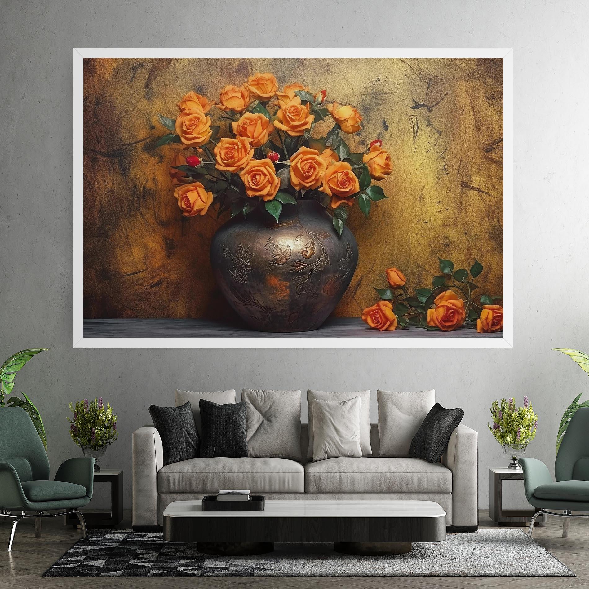 Leinwandbild Orange Vintage Vase mockup 7