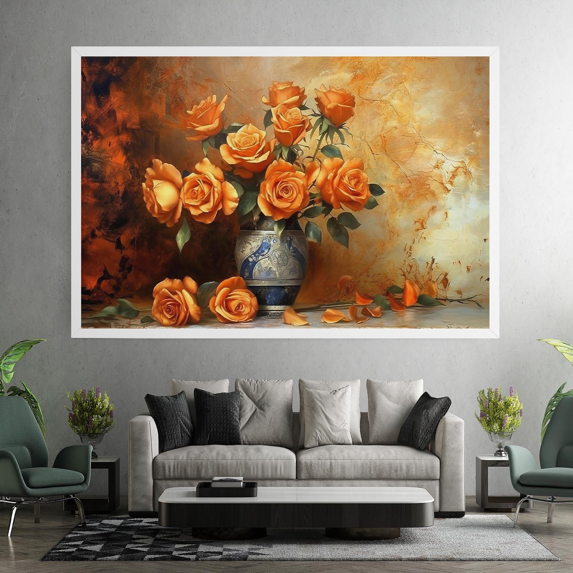 Pretty Orange Rose Vase mockup 7