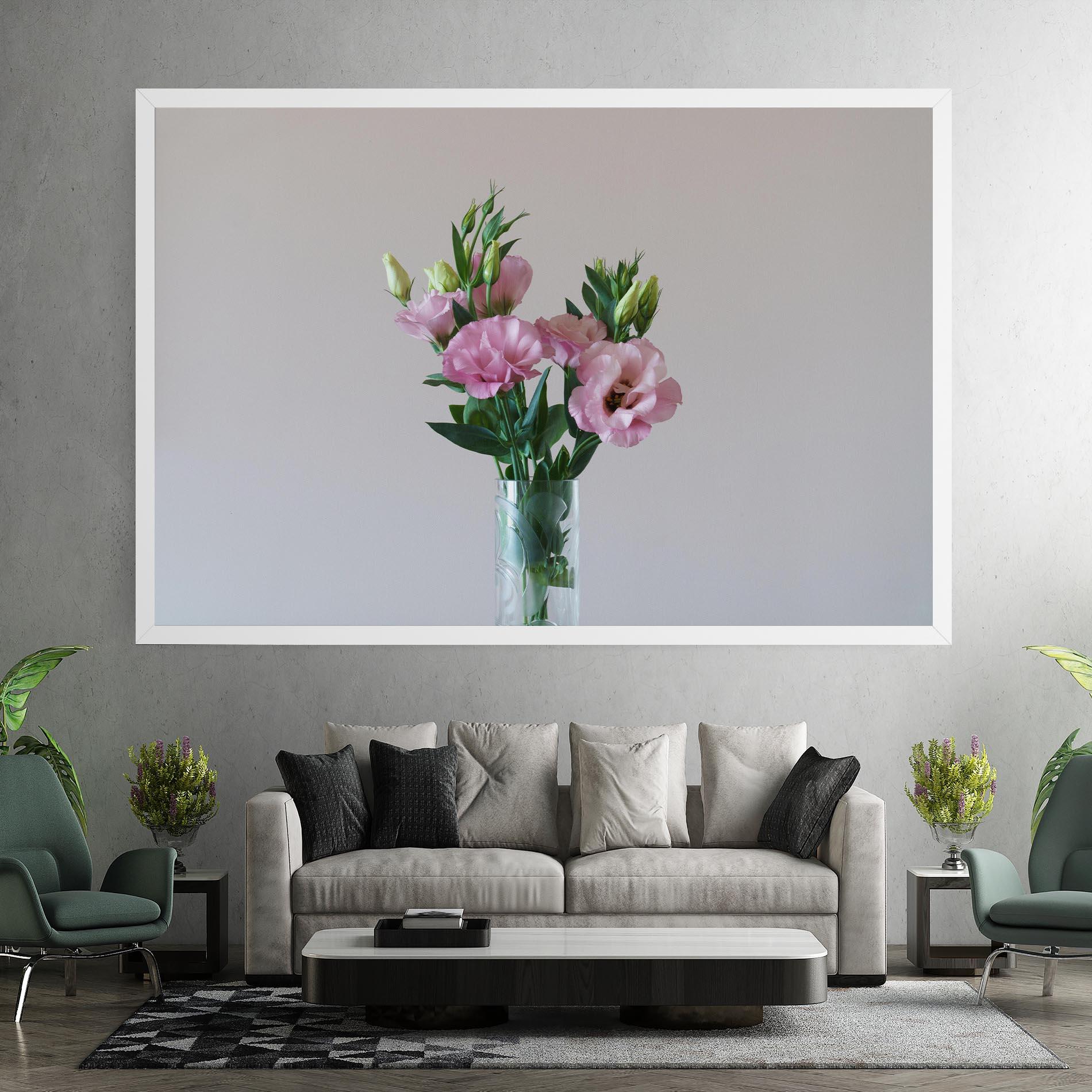 Leinwandbild Pretty Pink Flower Vase mockup 7