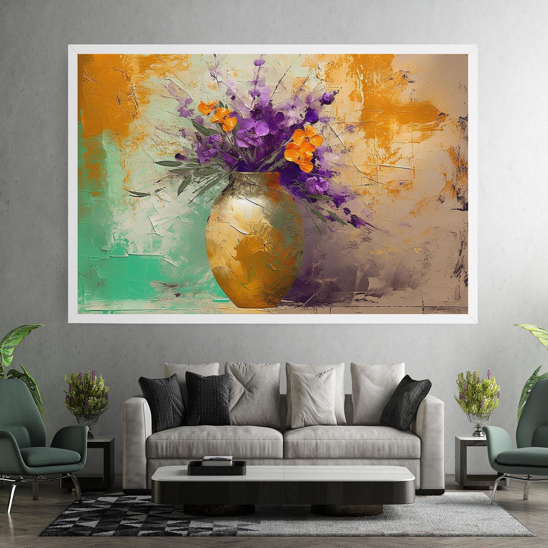 Leinwandbild Purple Orange Plant Vase mockup 7