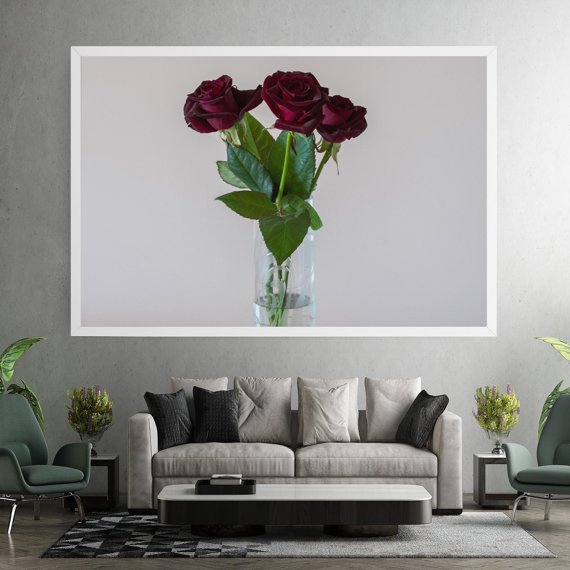 Leinwandbild Red Roses Vase mockup 7