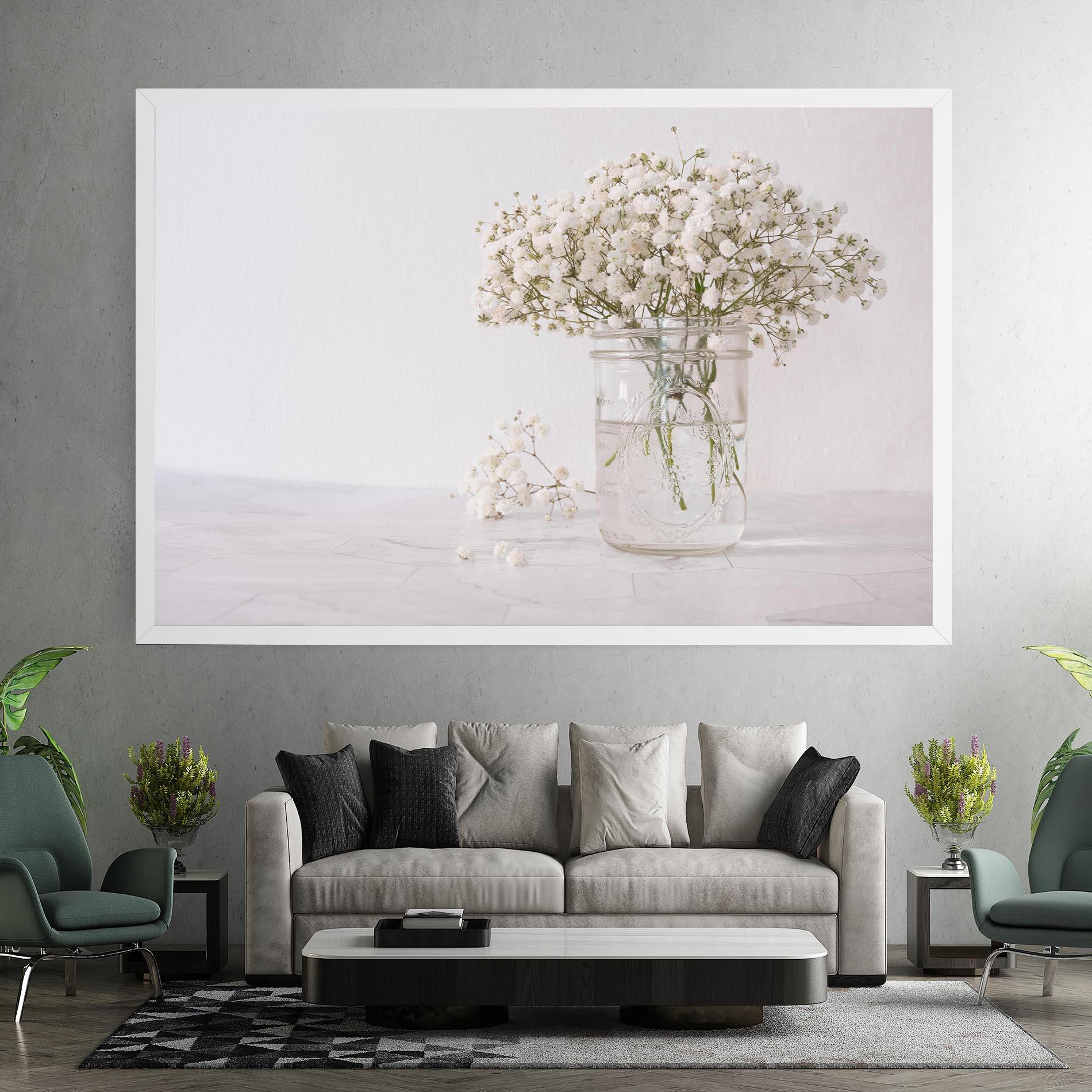 Leinwandbild White Tiny Flower Vase mockup 7