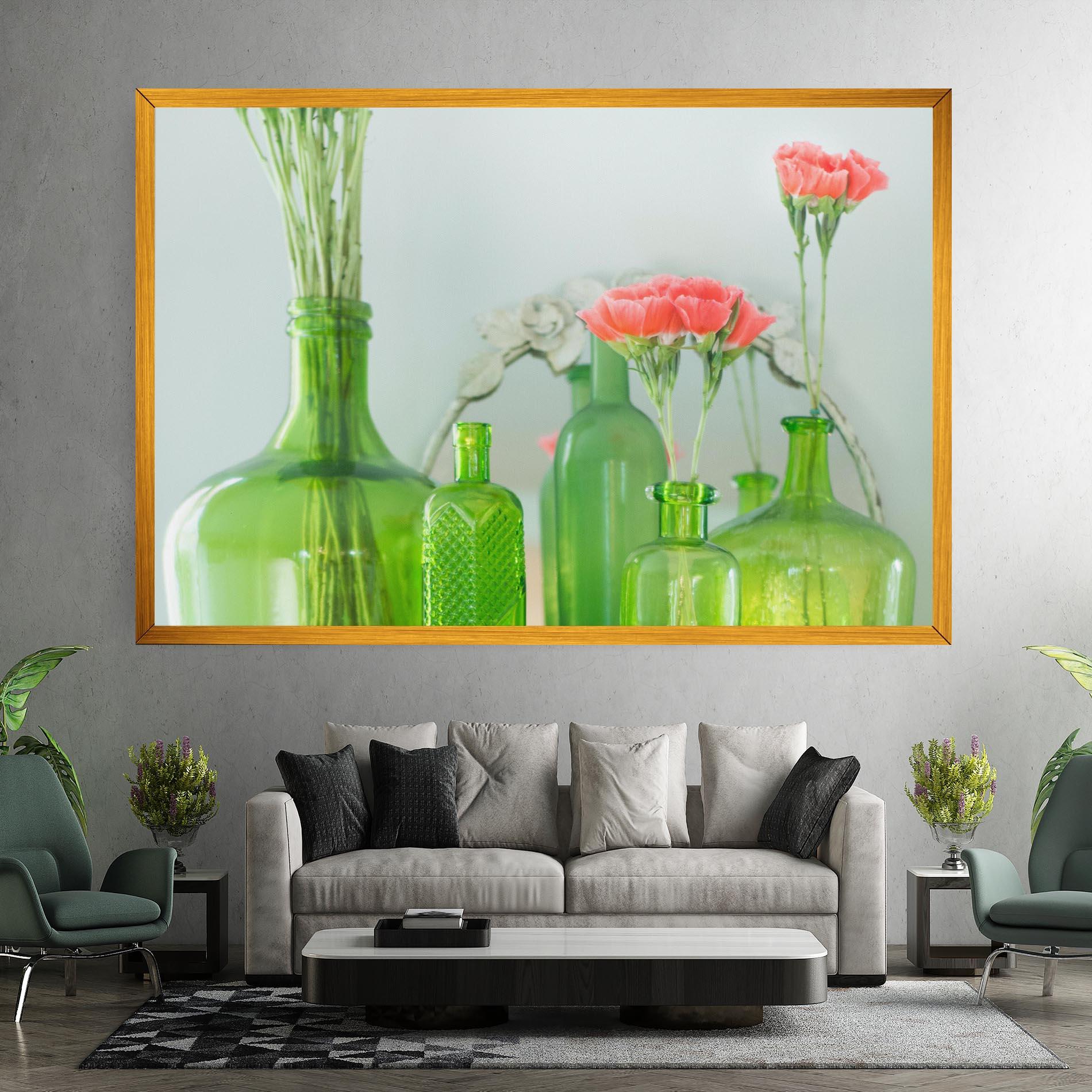 Leinwandbild Green Vase Flowers mockup 7