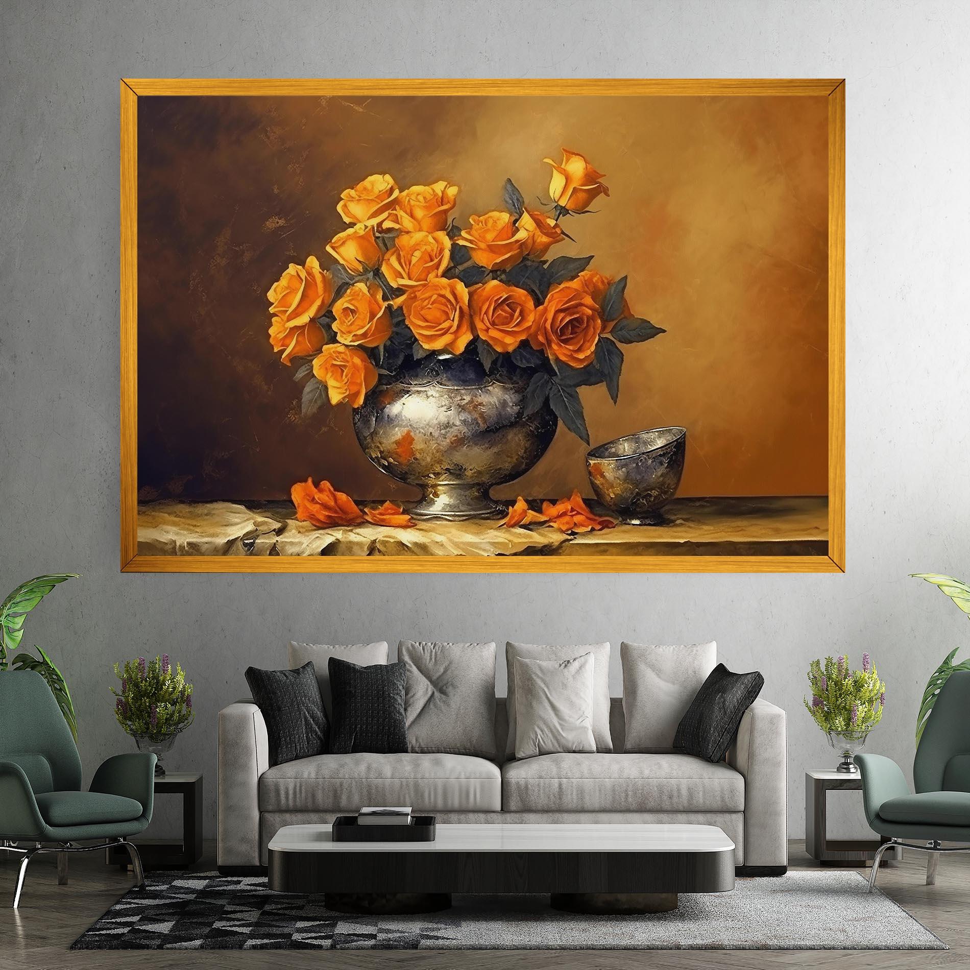 Leinwandbild Orange Rose Vase mockup 7