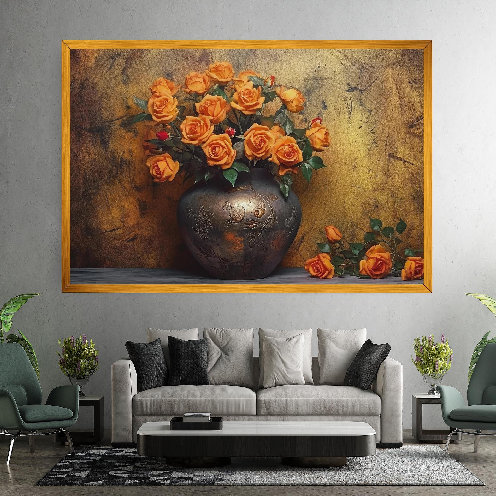 Leinwandbild Orange Vintage Vase mockup 7