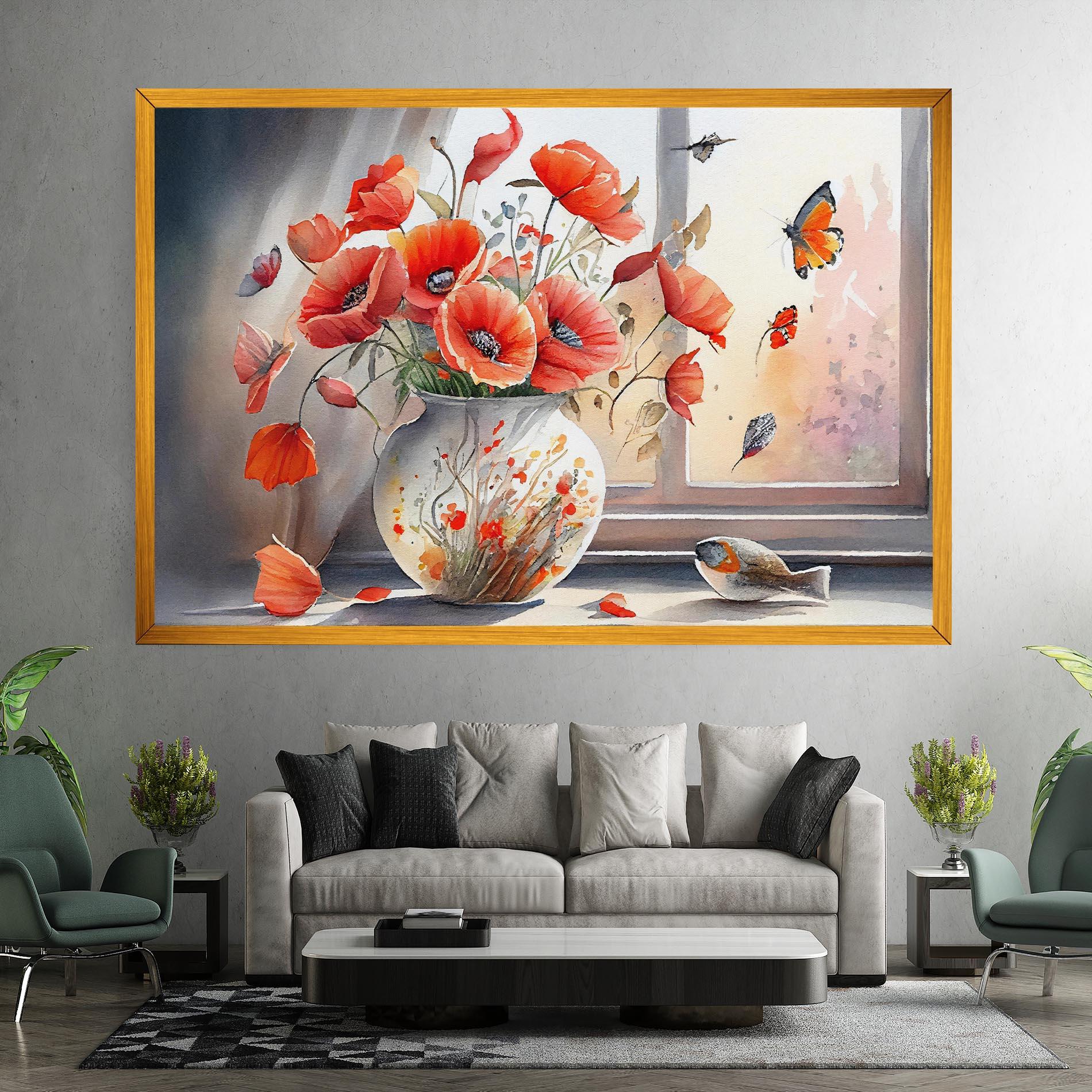 Leinwandbild Poppies Vase mockup 7