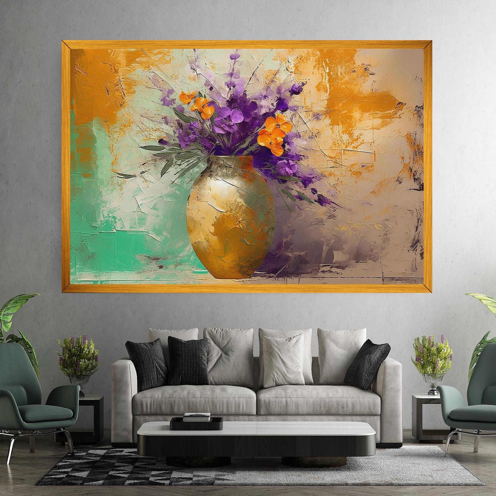Leinwandbild Purple Orange Plant Vase mockup 7