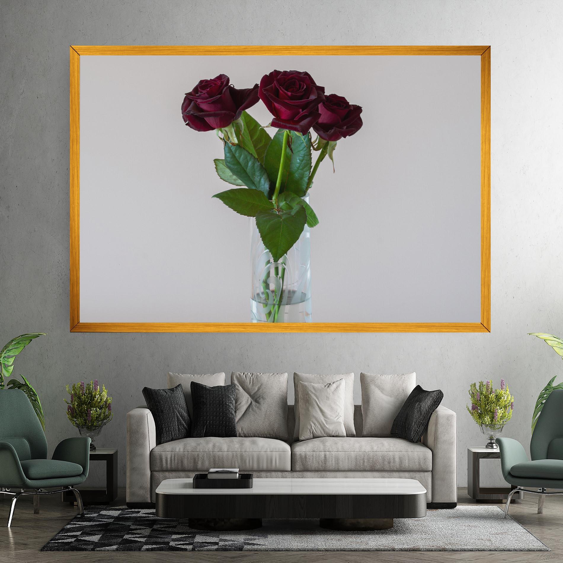 Leinwandbild Red Roses Vase mockup 7