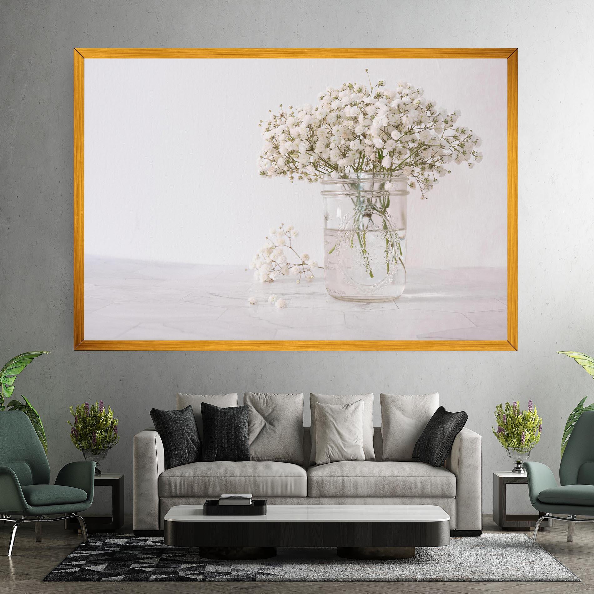 Leinwandbild White Tiny Flower Vase mockup 7