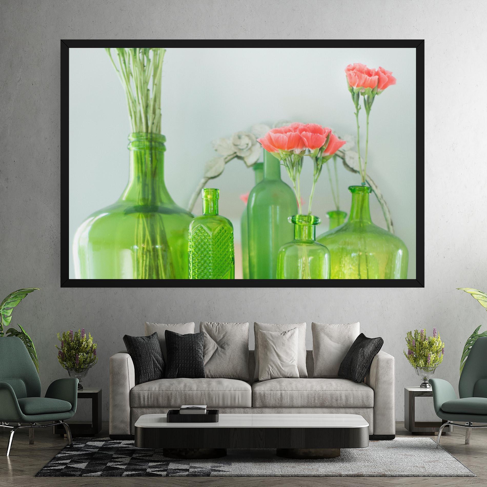 Leinwandbild Green Vase Flowers mockup 7