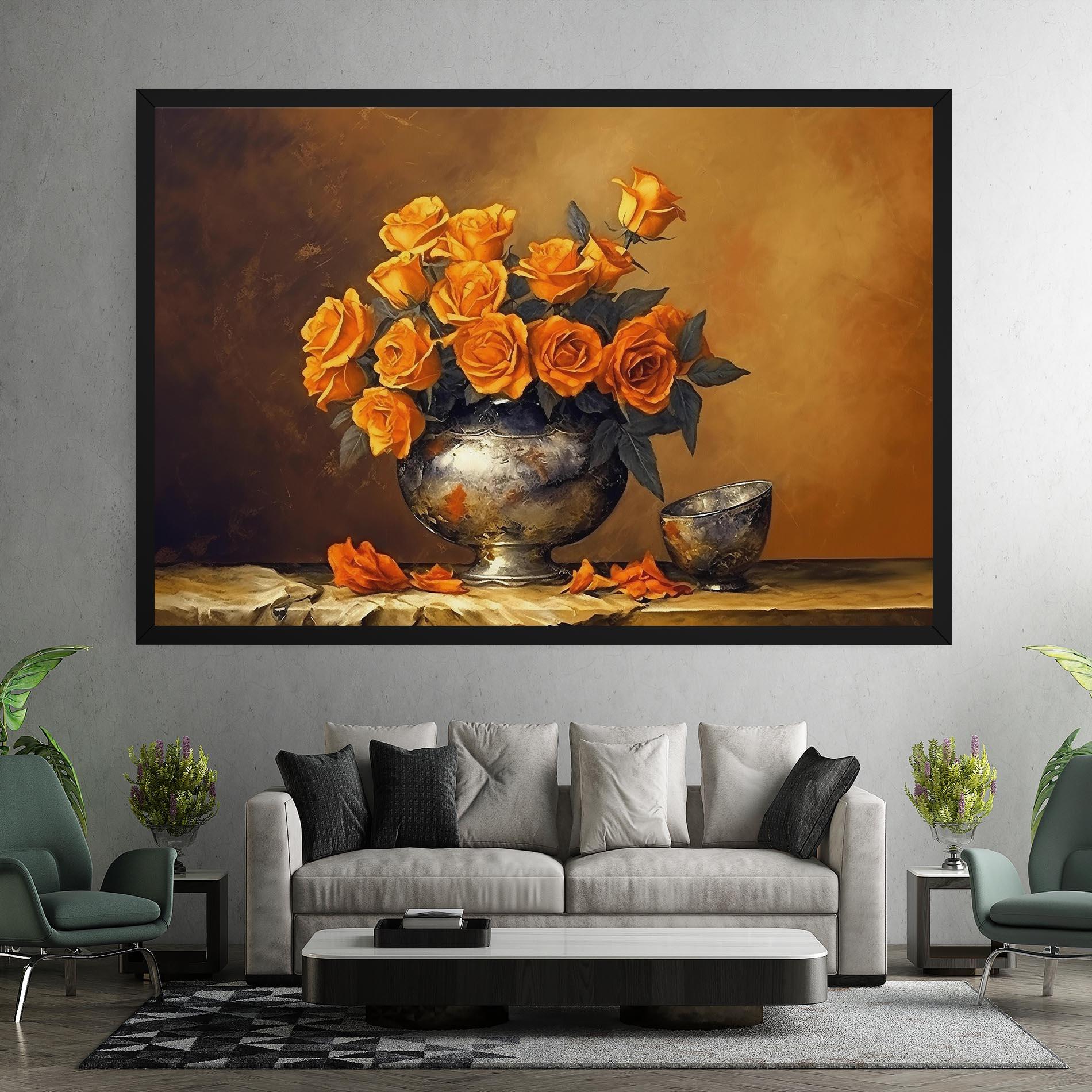 Leinwandbild Orange Rose Vase mockup 7