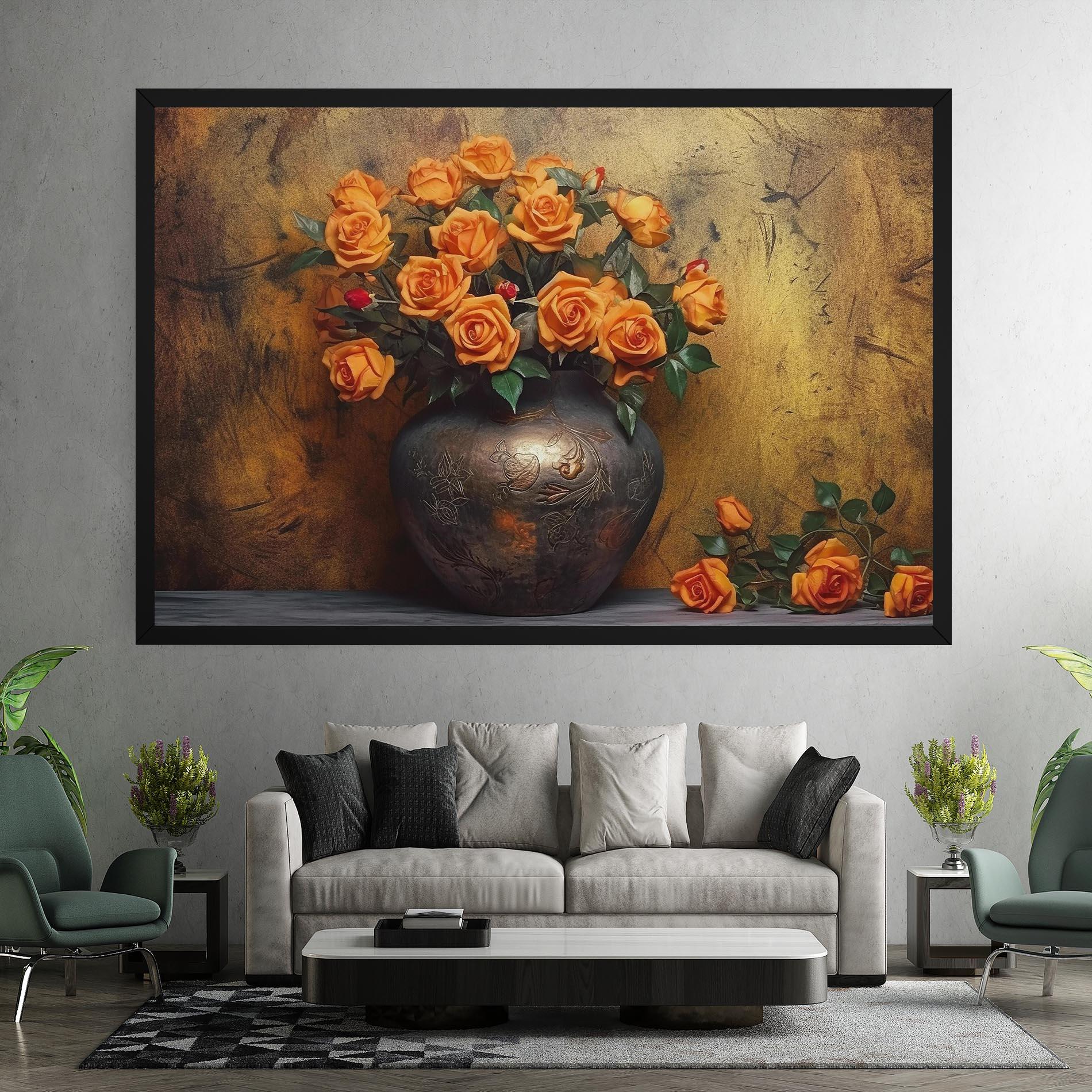 Leinwandbild Orange Vintage Vase mockup 7