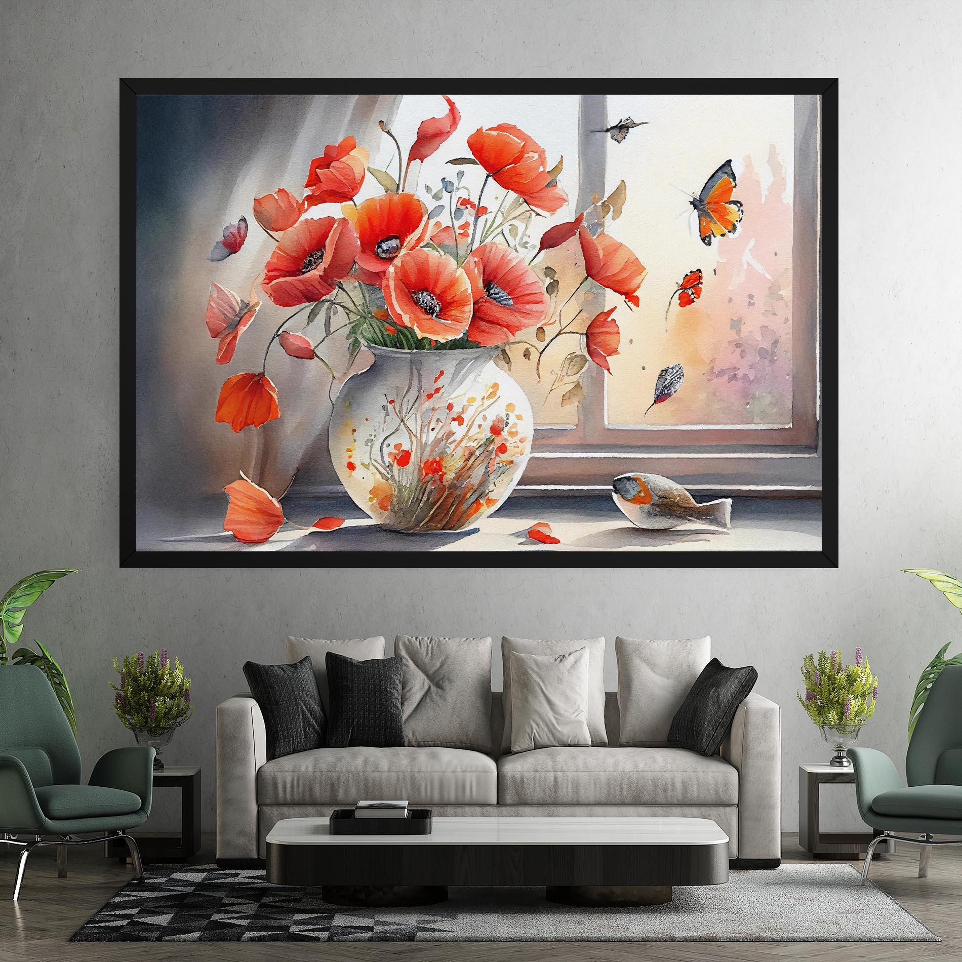 Leinwandbild Poppies Vase mockup 7