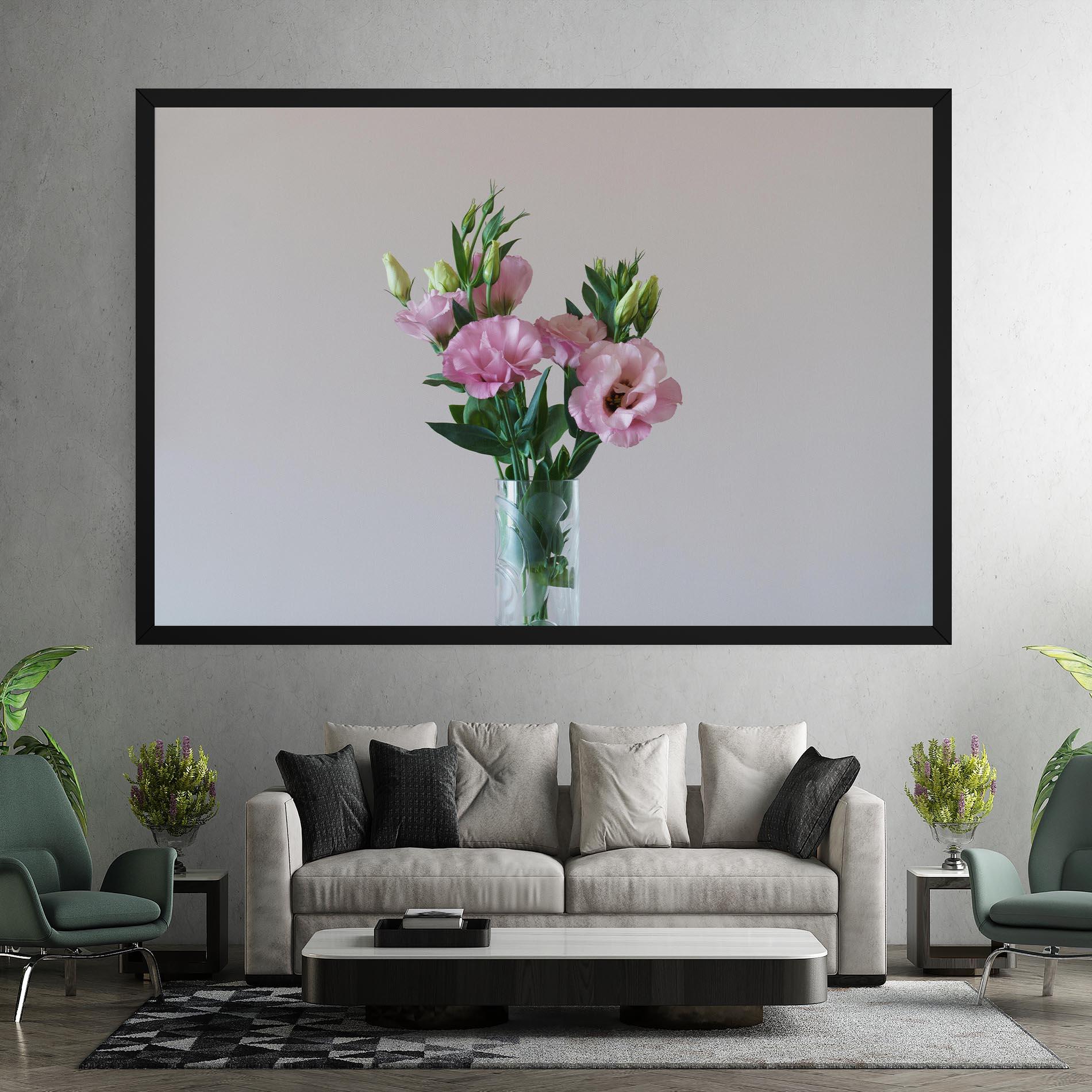 Leinwandbild Pretty Pink Flower Vase mockup 7