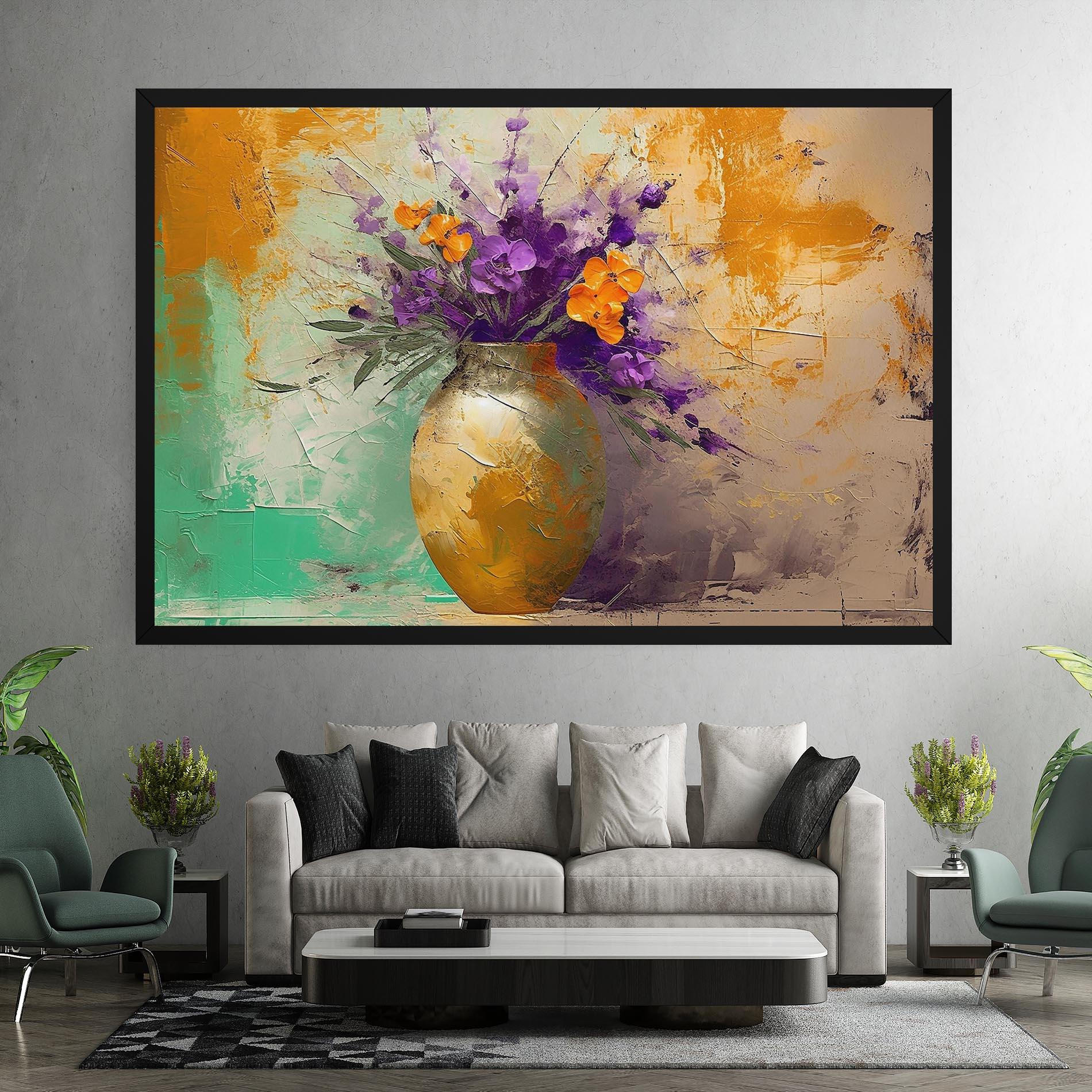 Leinwandbild Purple Orange Plant Vase mockup 7
