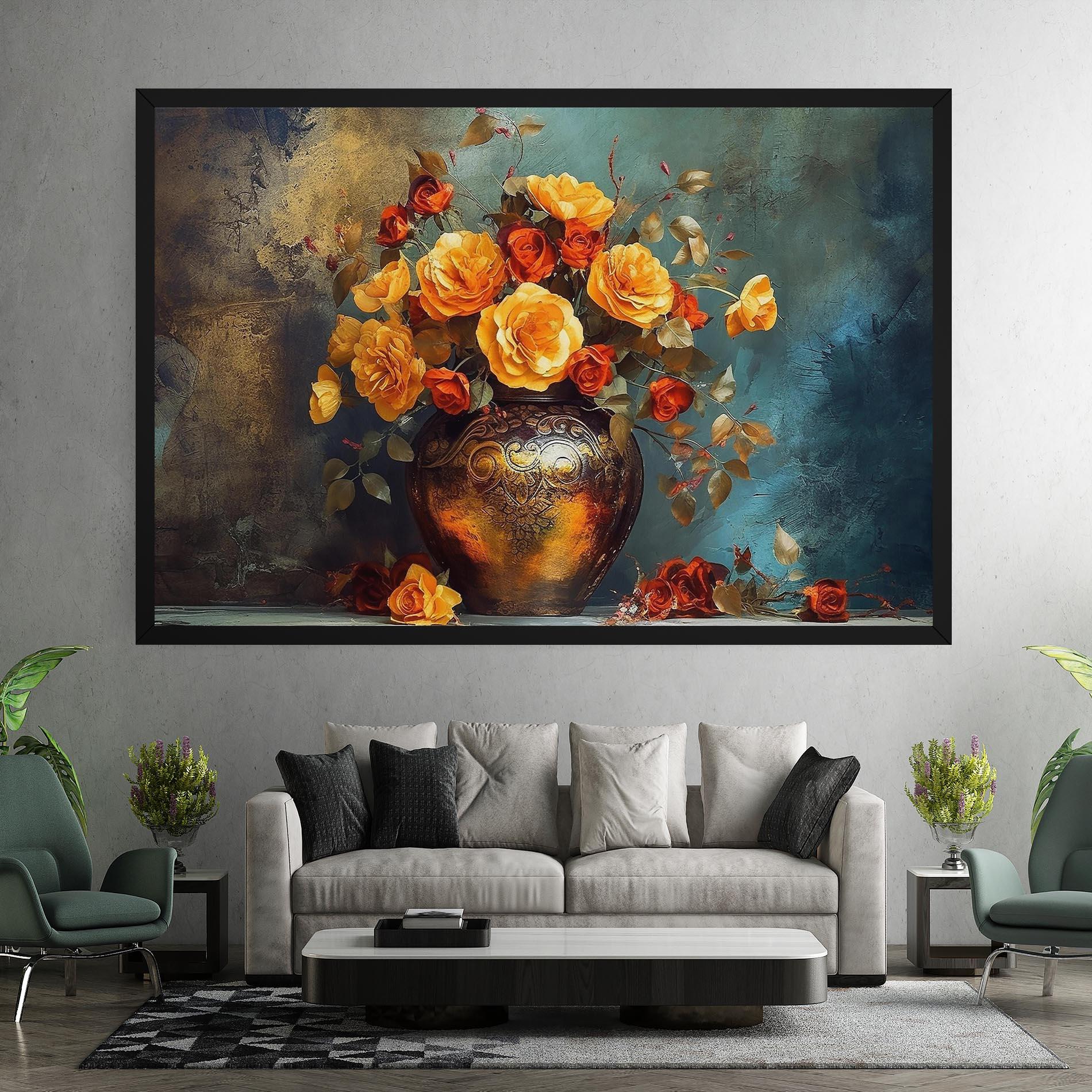 Leinwandbild Red Orange Flower Vase mockup 7