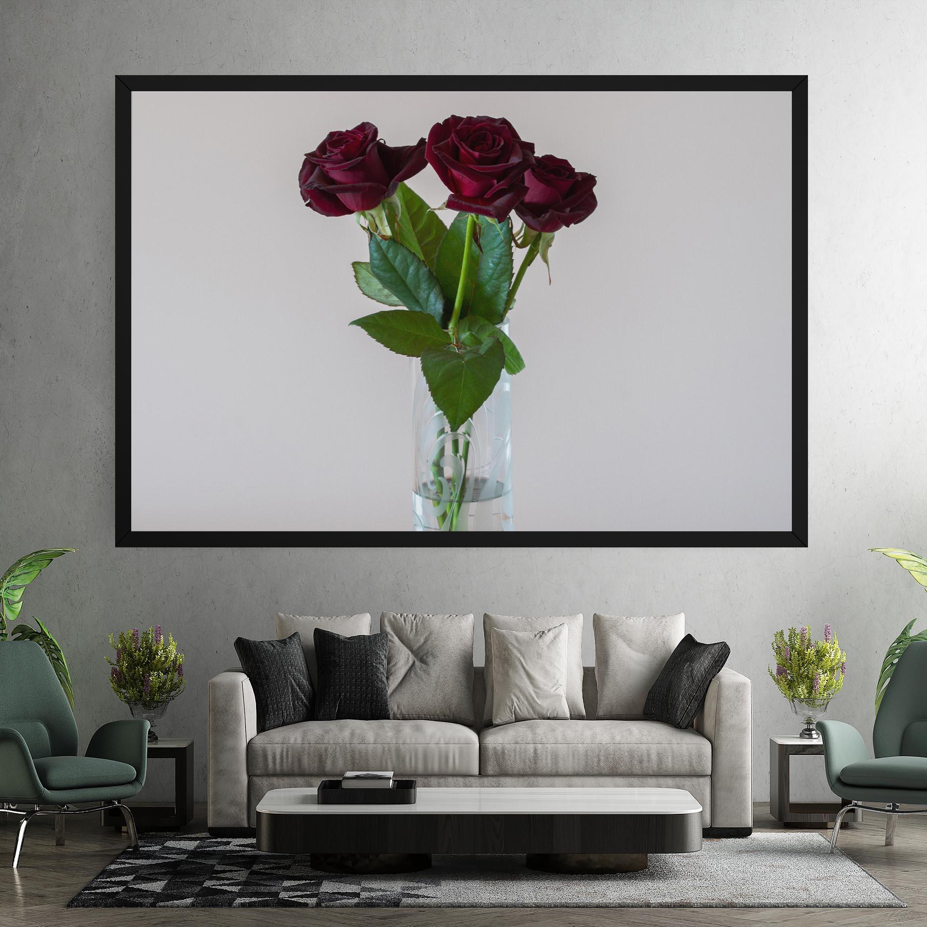 Leinwandbild Red Roses Vase mockup 7