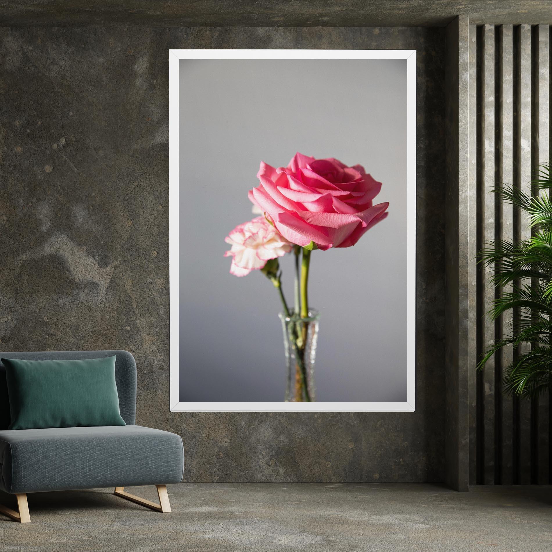 Leinwandbild Big Pink Rose Vase mockup 7