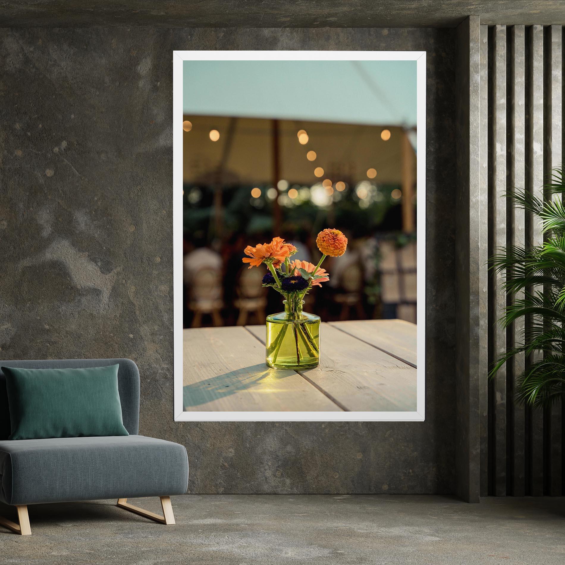 Leinwandbild Orange Flowers Vase mockup 7