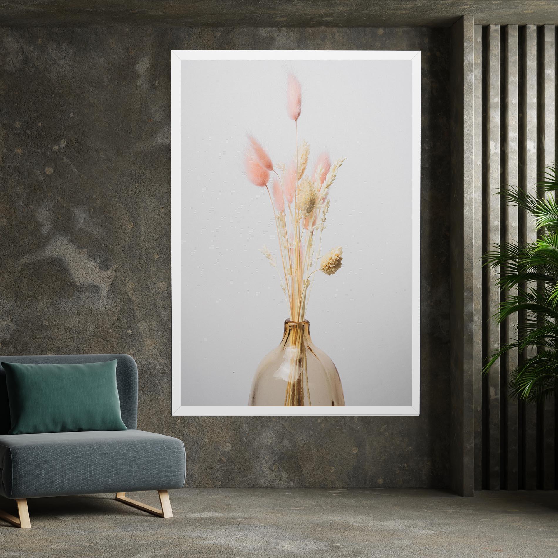 Leinwandbild Pink Cream Flower Vase mockup 7