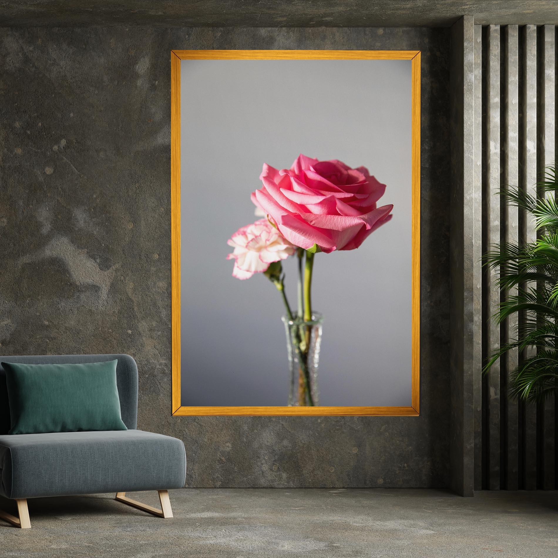 Leinwandbild Big Pink Rose Vase mockup 7