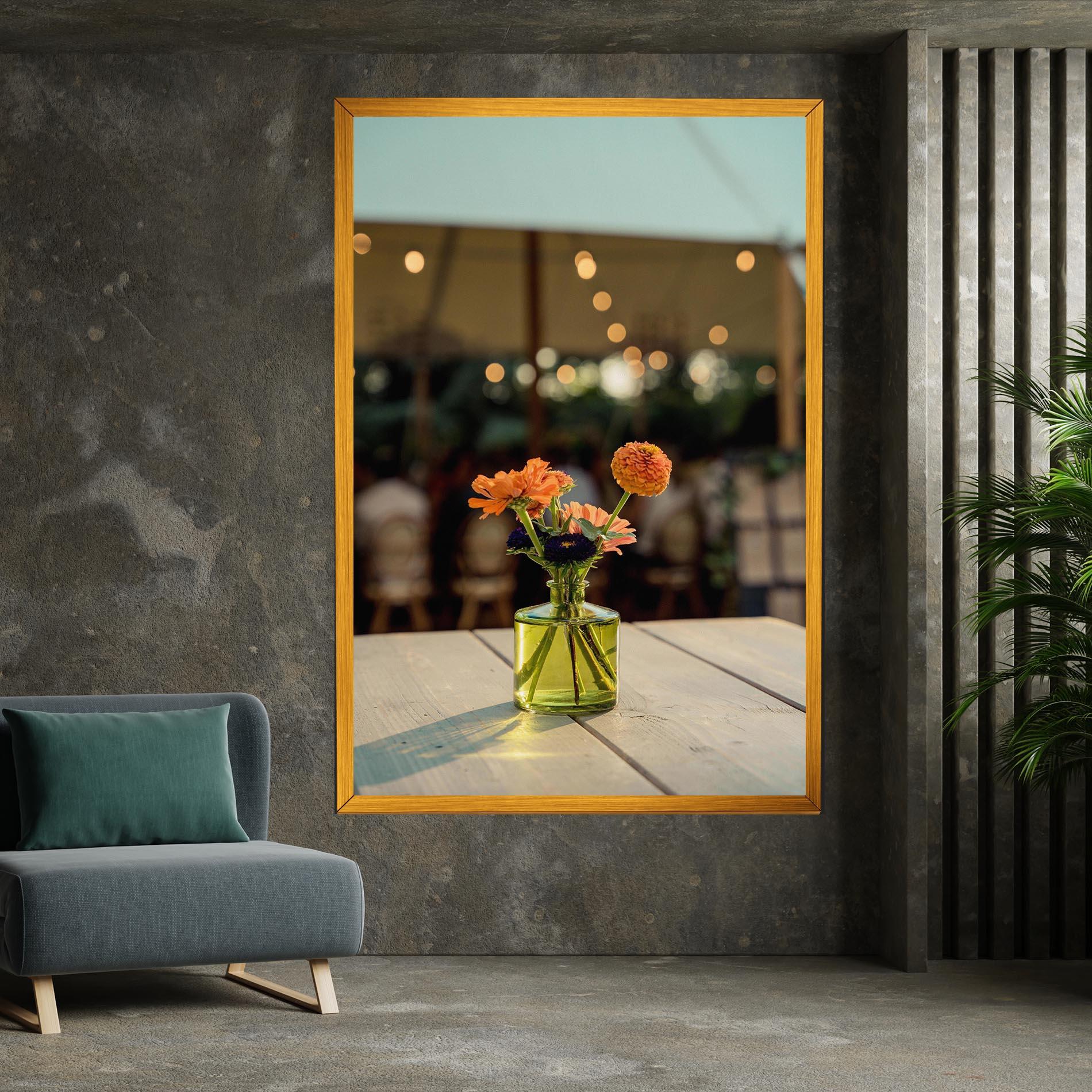 Leinwandbild Orange Flowers Vase mockup 7