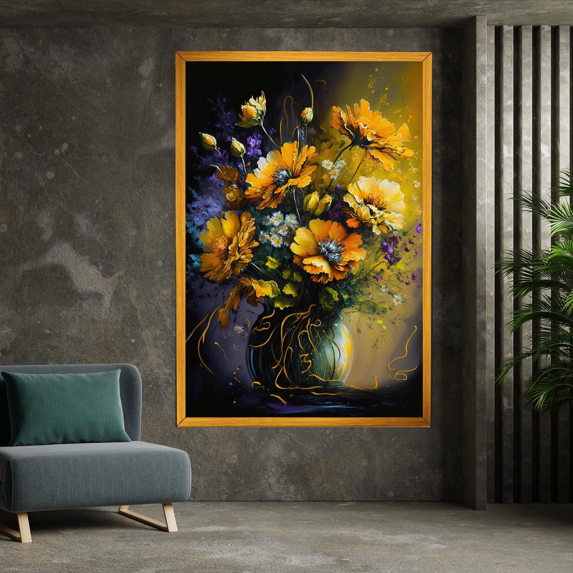 Leinwandbild Yellow Flower Art Vase mockup 7