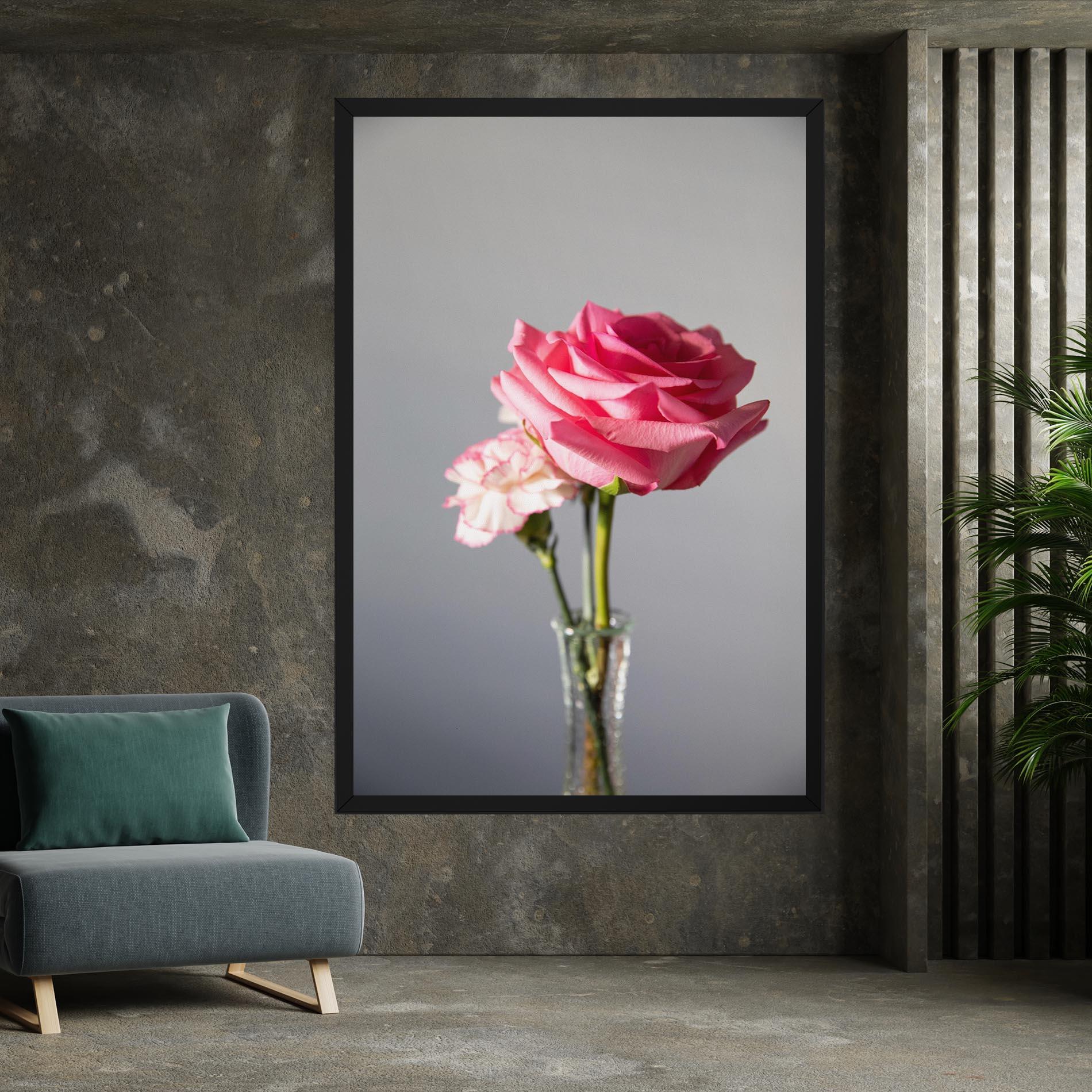 Leinwandbild Big Pink Rose Vase mockup 7