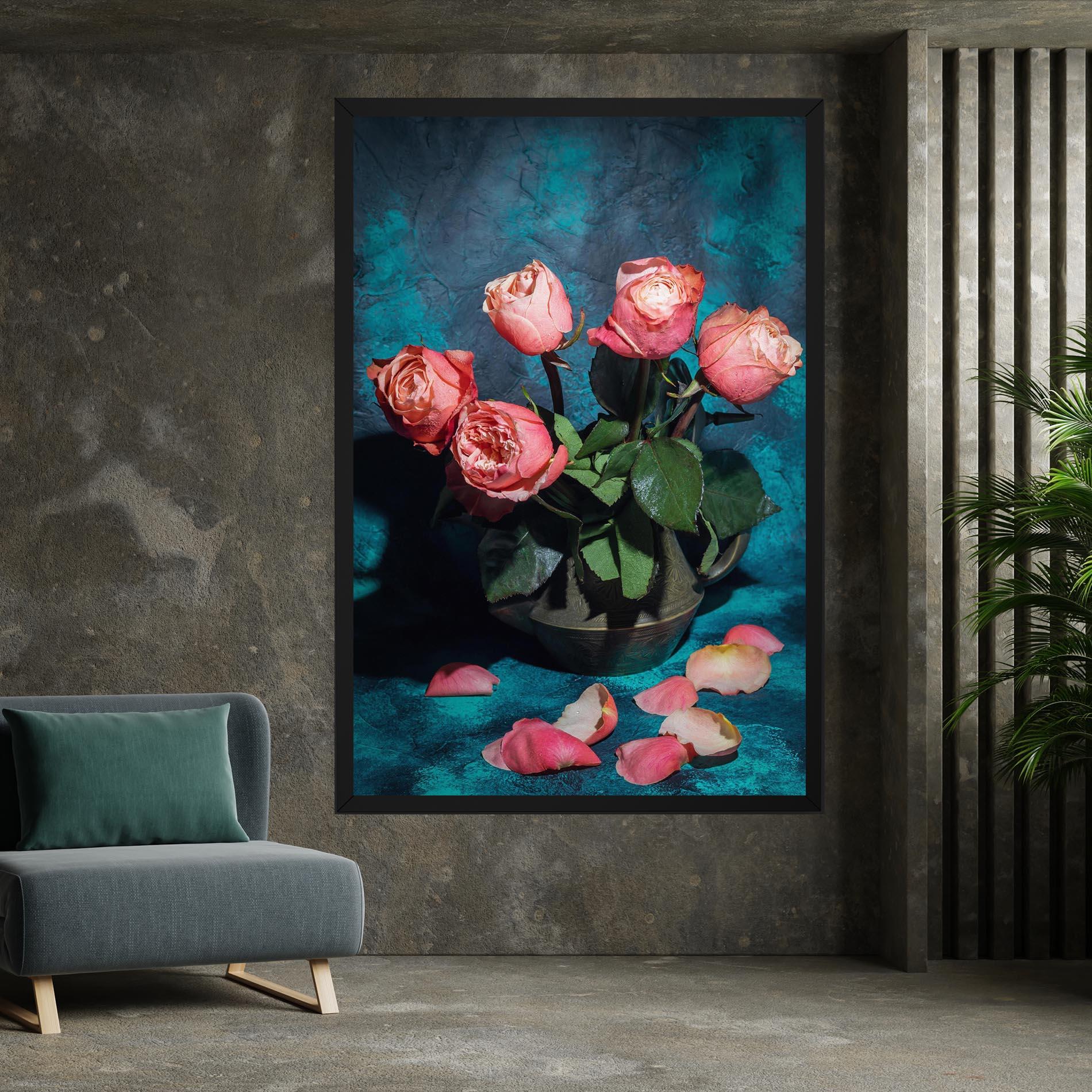 Leinwandbild Bouquet Roses Vase mockup 7