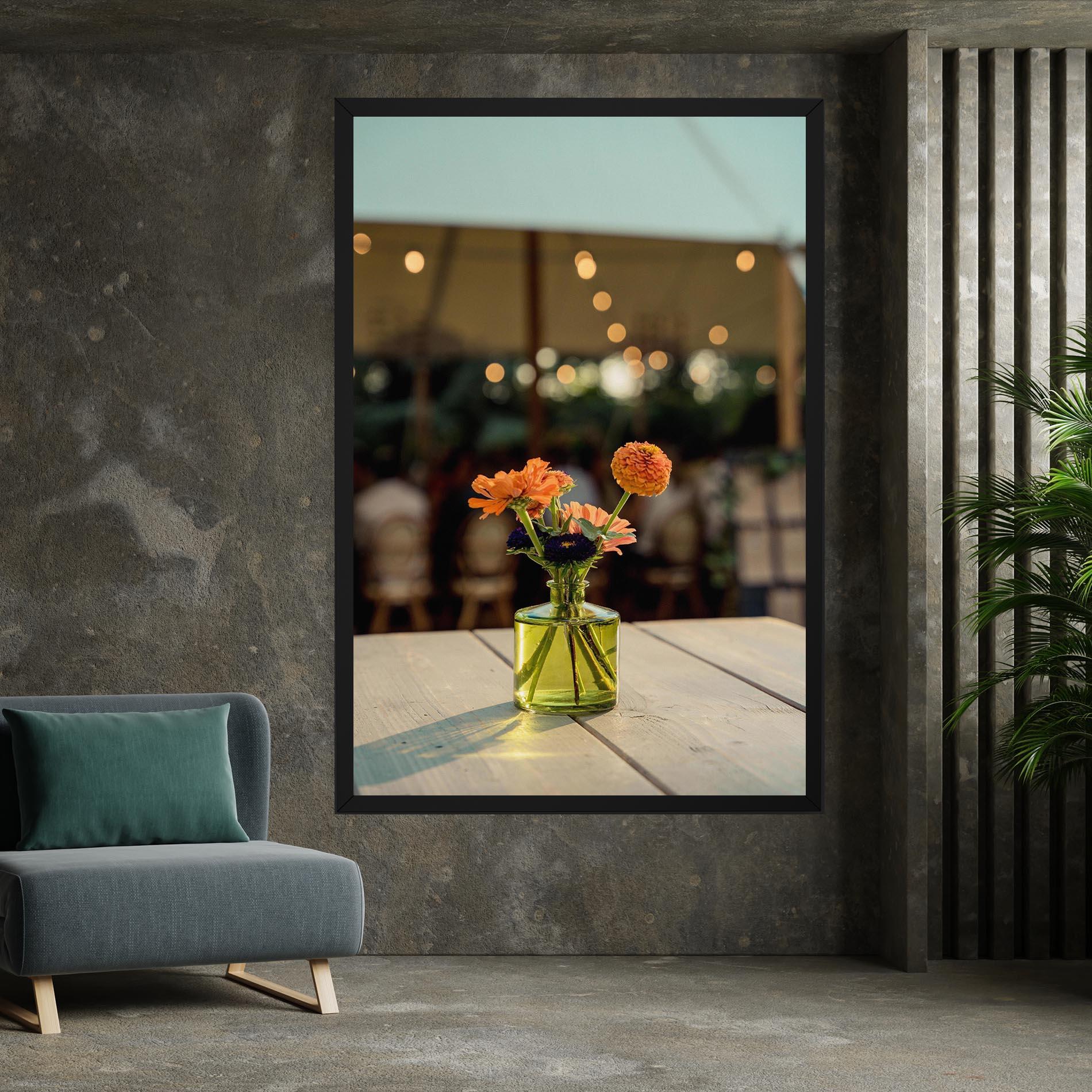 Leinwandbild Orange Flowers Vase mockup 7