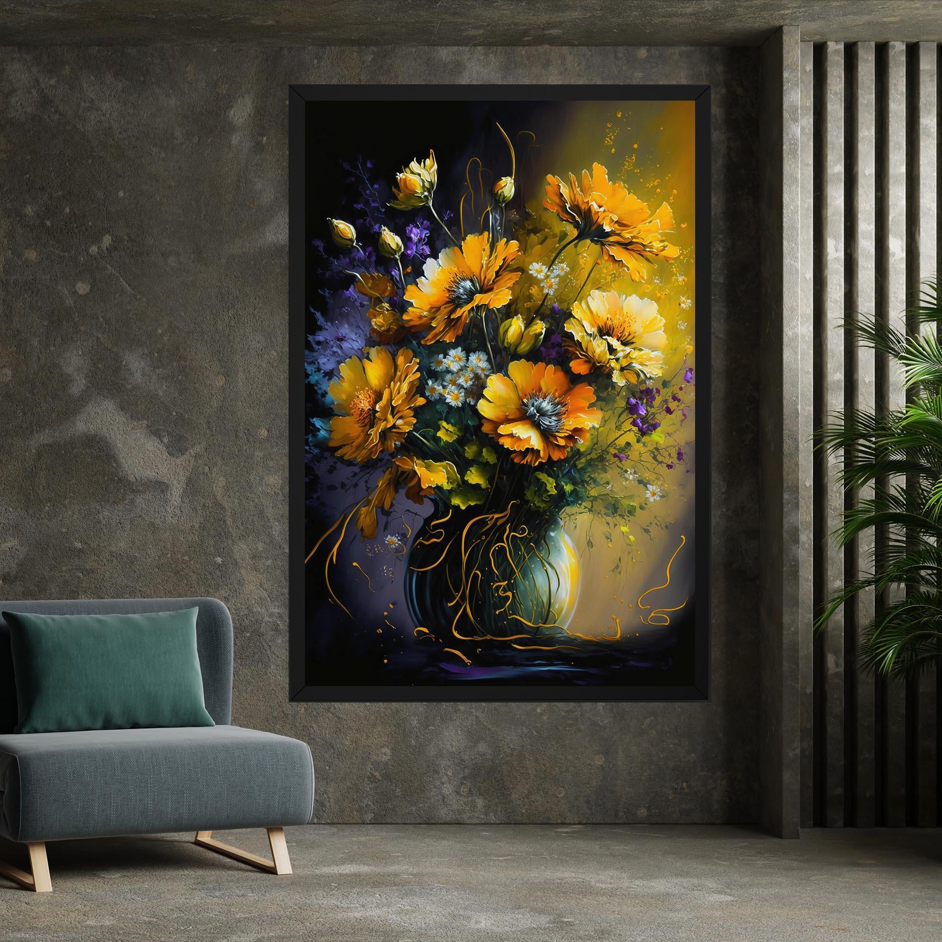 Leinwandbild Yellow Flower Art Vase mockup 7