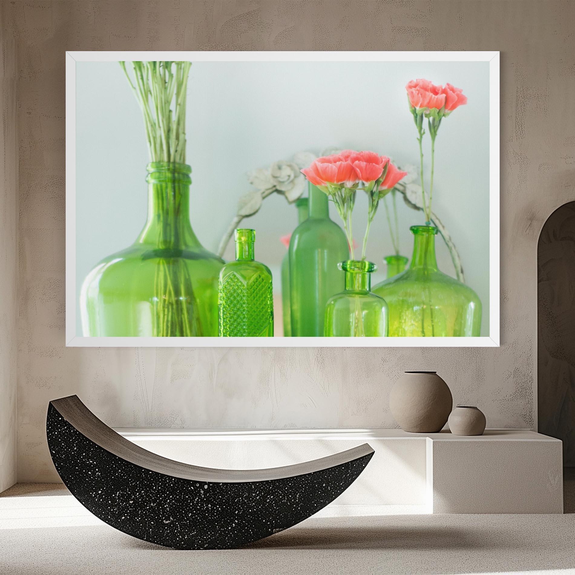 Leinwandbild Green Vase Flowers mockup 8