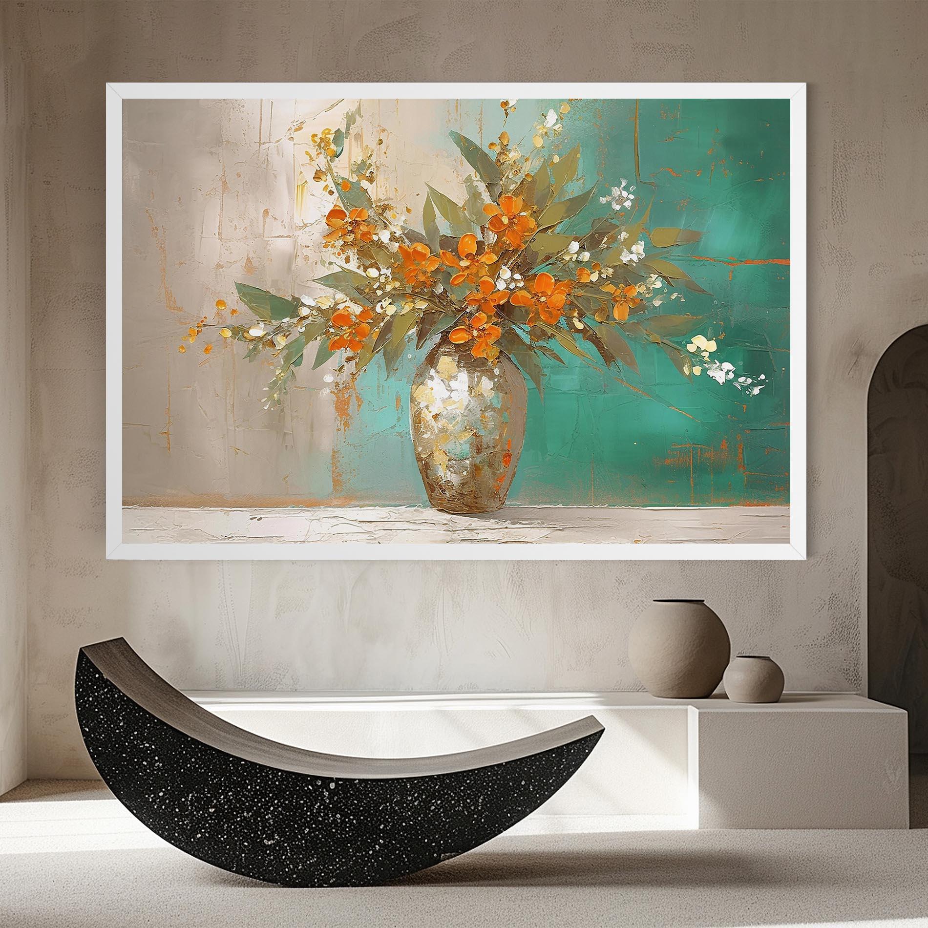 Leinwandbild Grey Vase Orange mockup 8