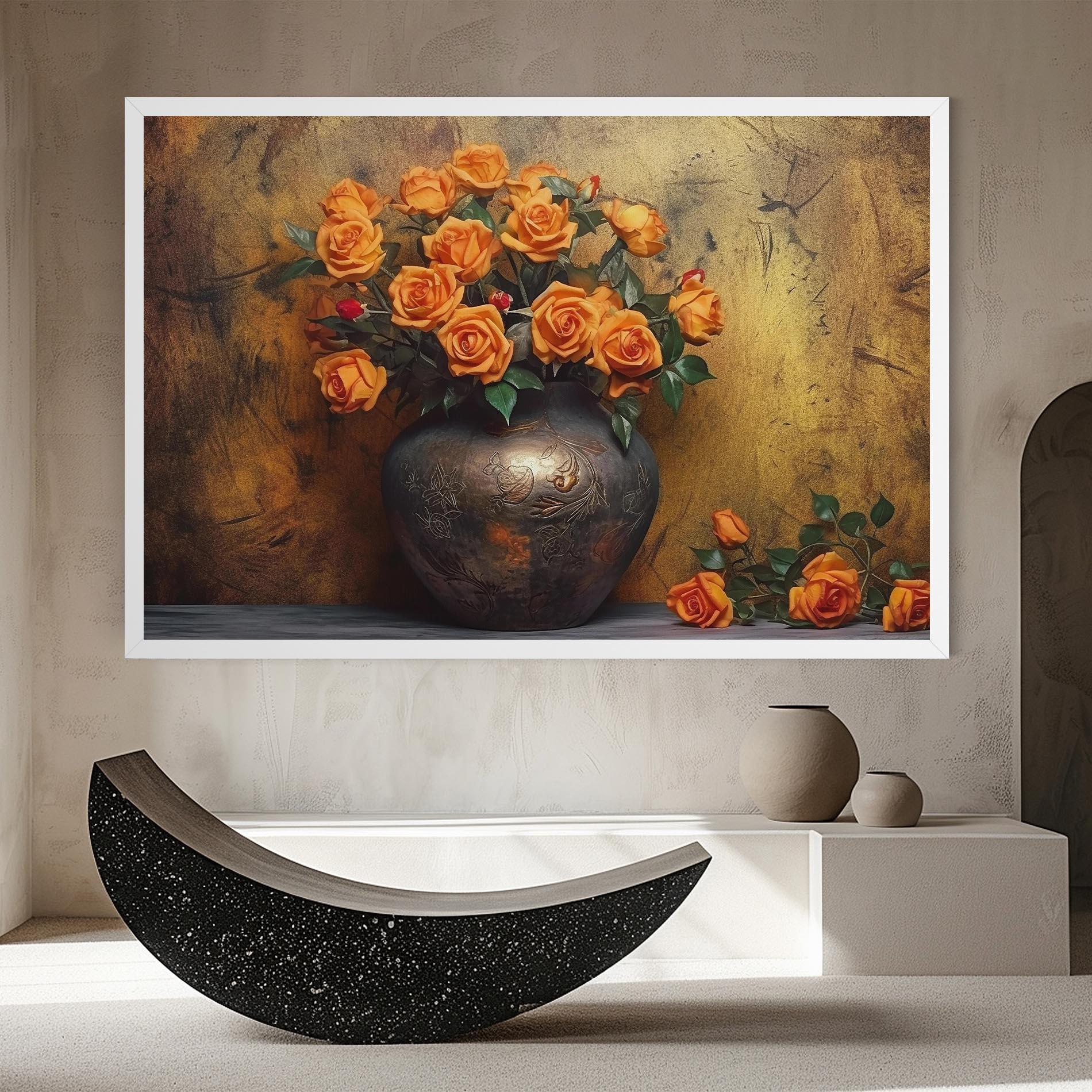 Leinwandbild Orange Vintage Vase mockup 8