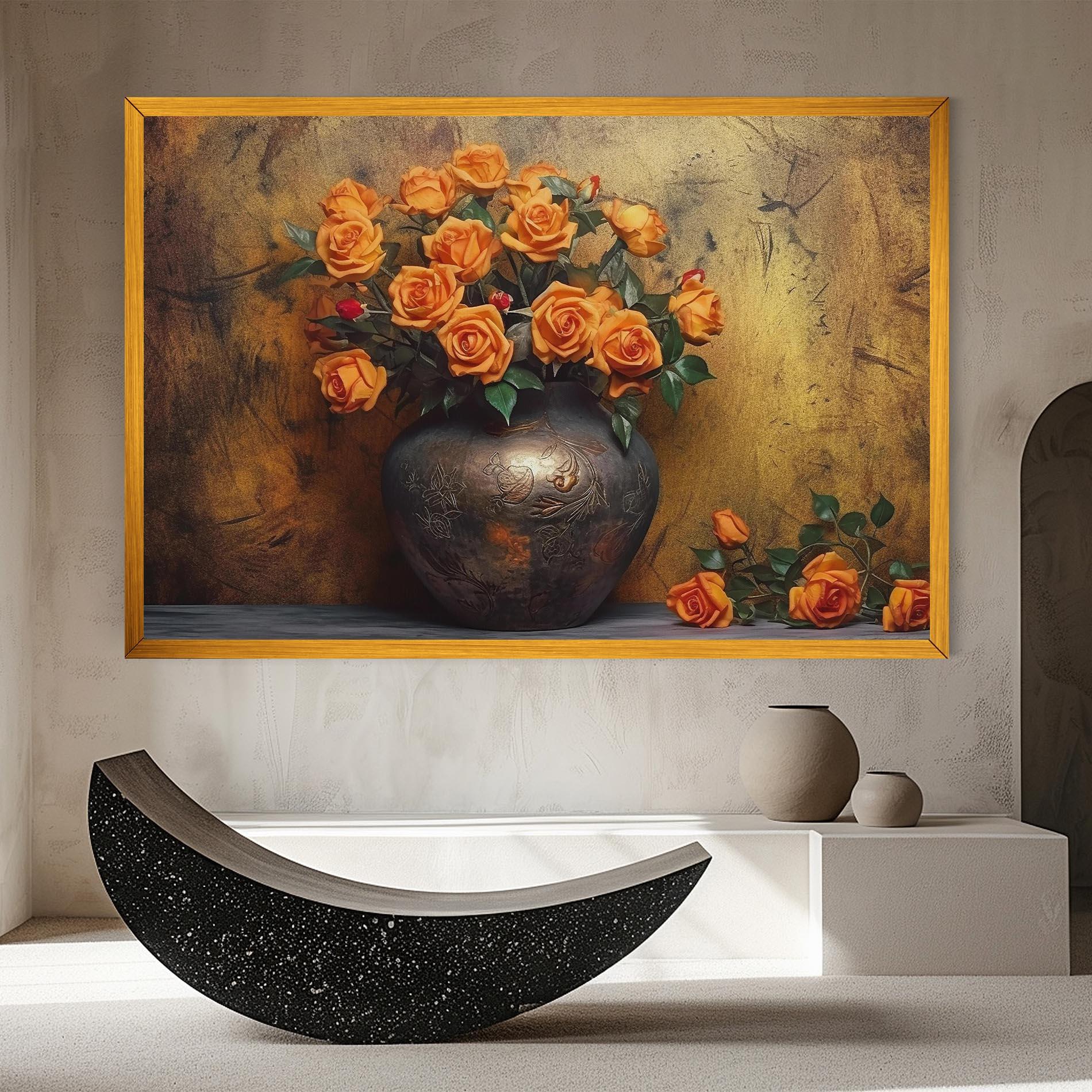 Leinwandbild Orange Vintage Vase mockup 8