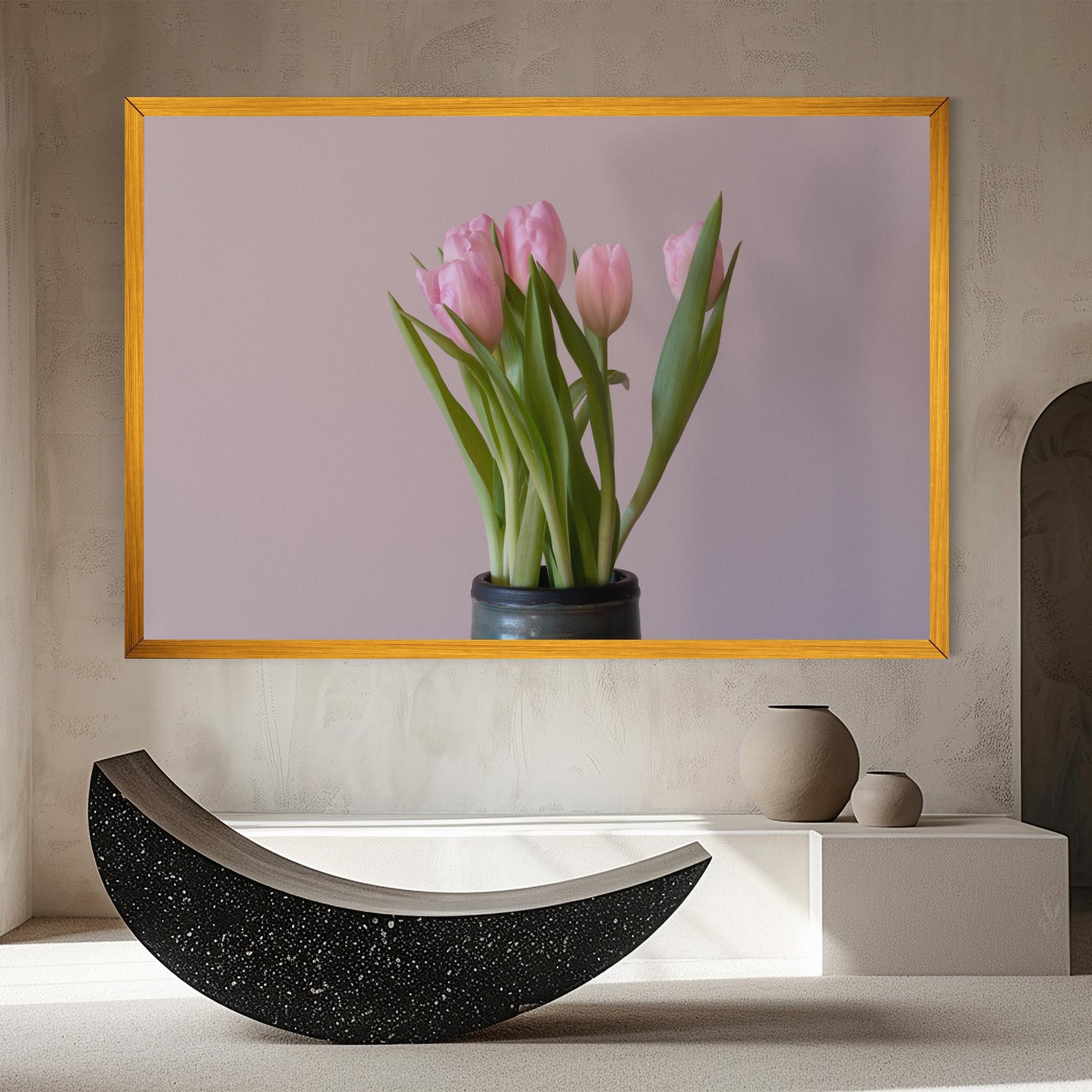 Leinwandbild Pink Tulips Vase mockup 8