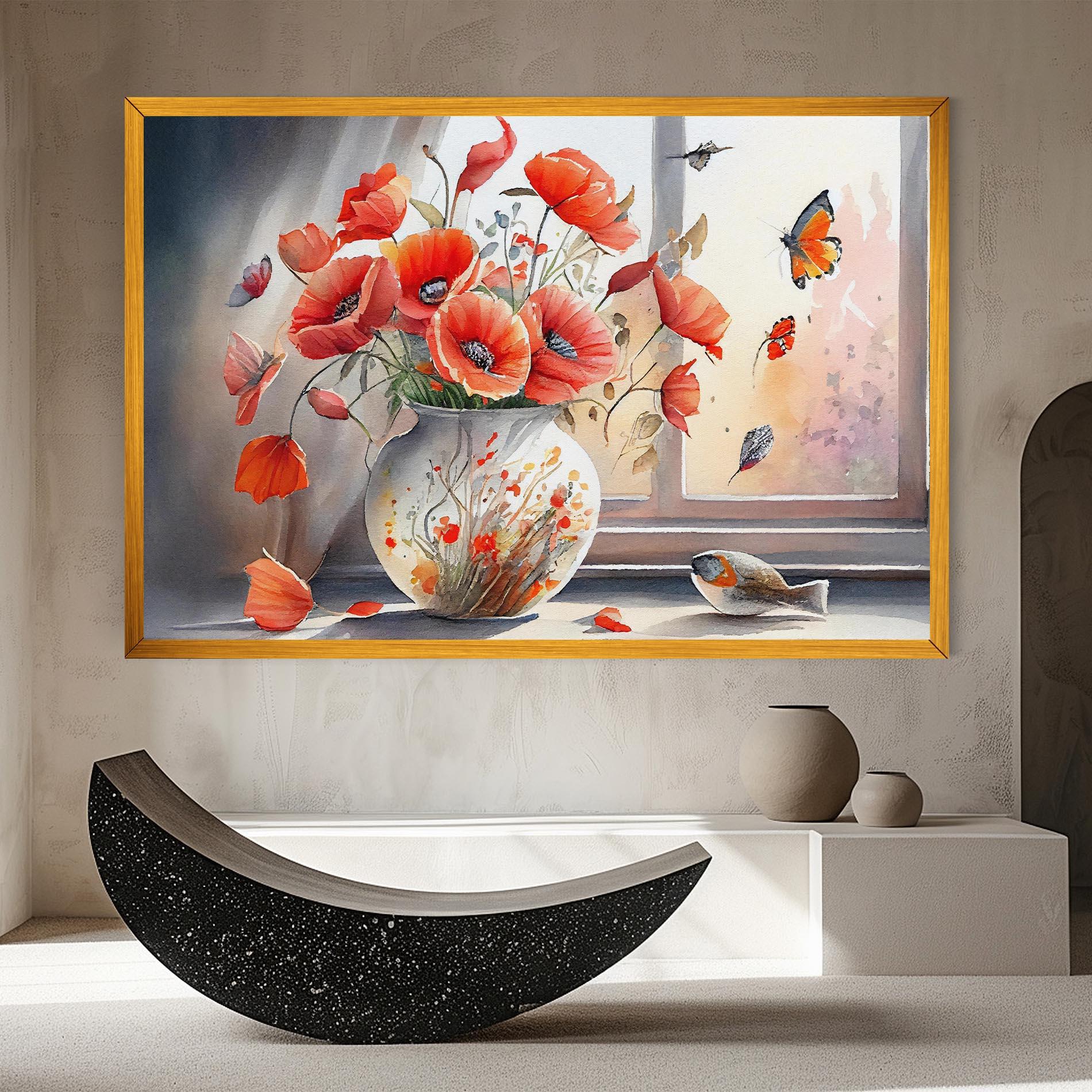 Leinwandbild Poppies Vase mockup 8