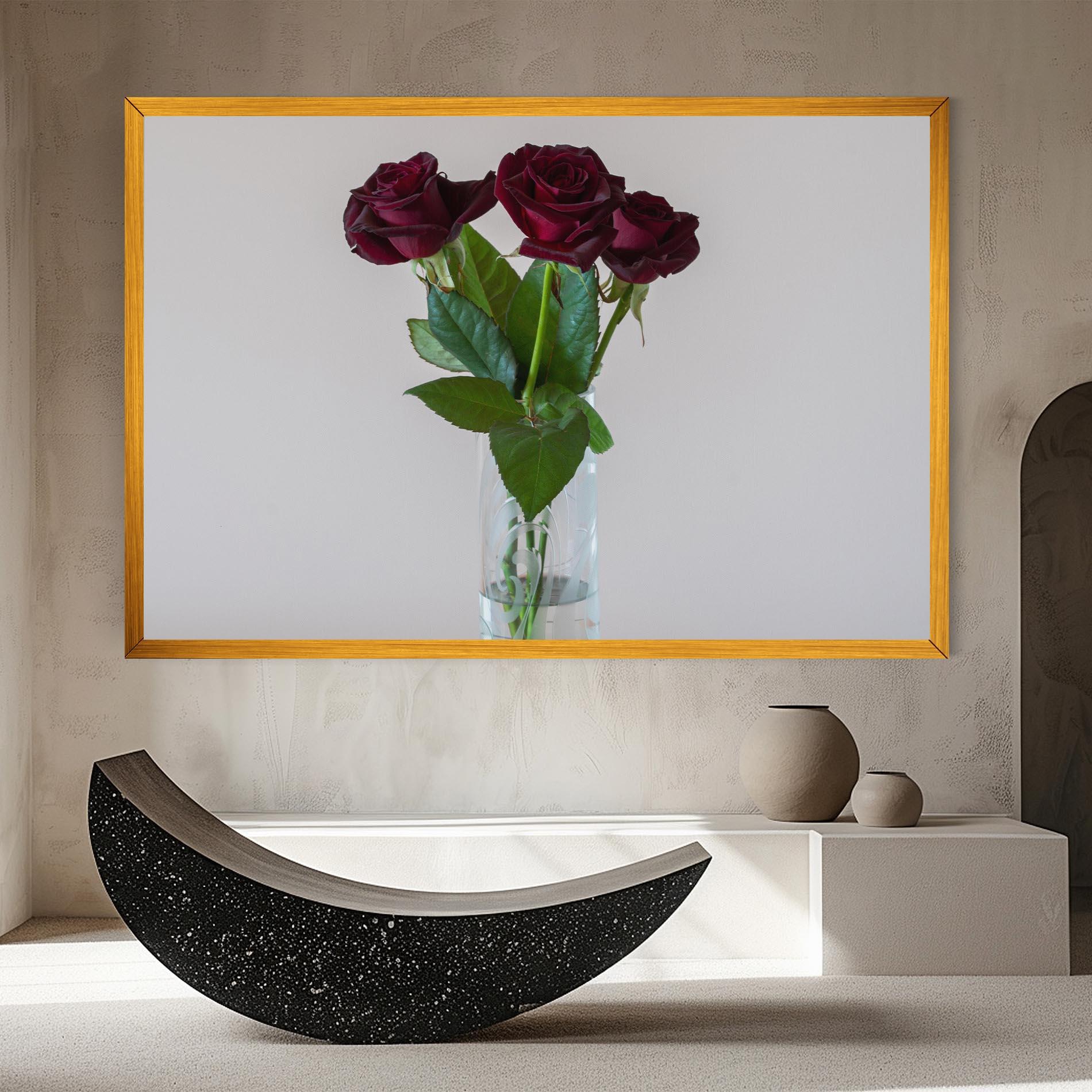 Leinwandbild Red Roses Vase mockup 8