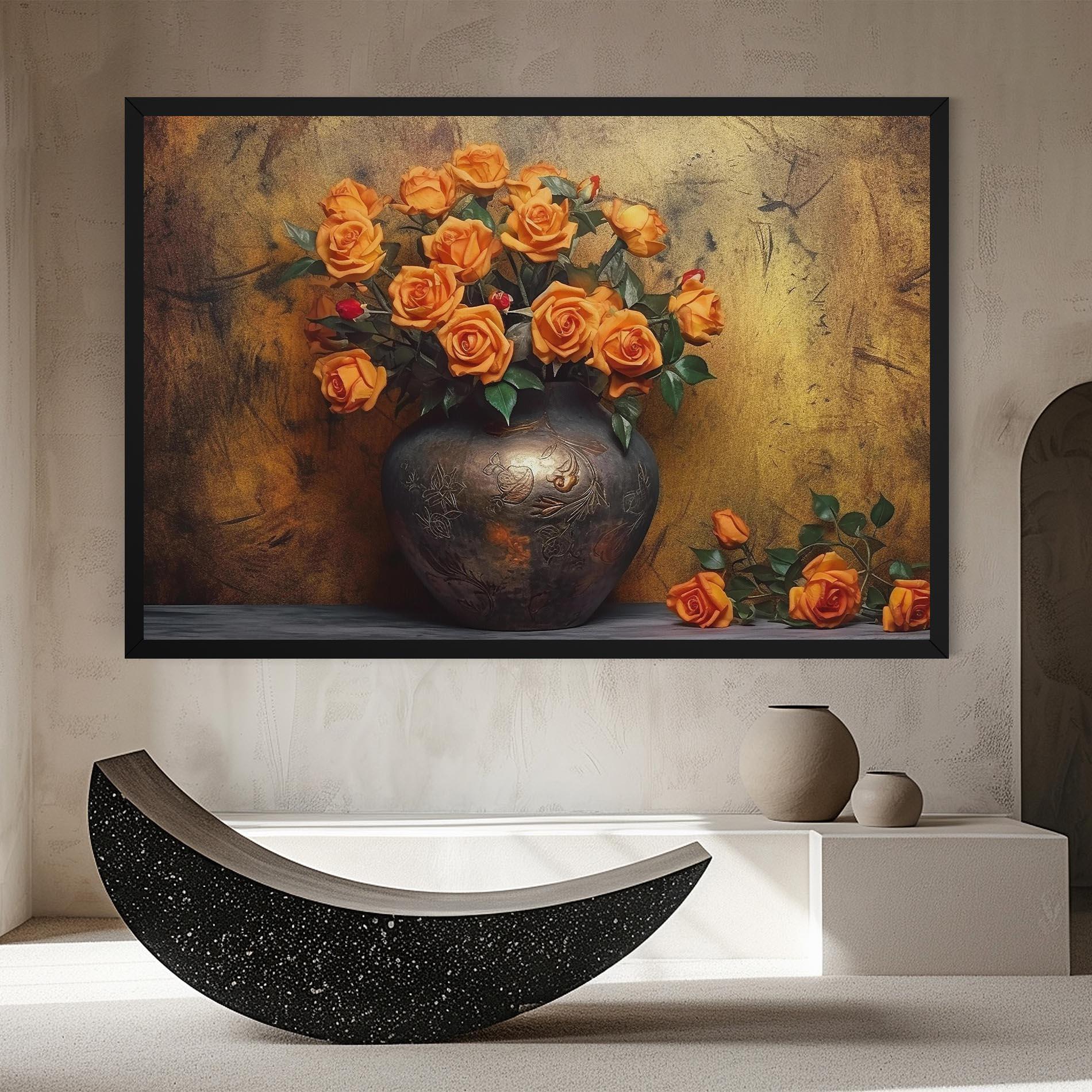 Leinwandbild Orange Vintage Vase mockup 8