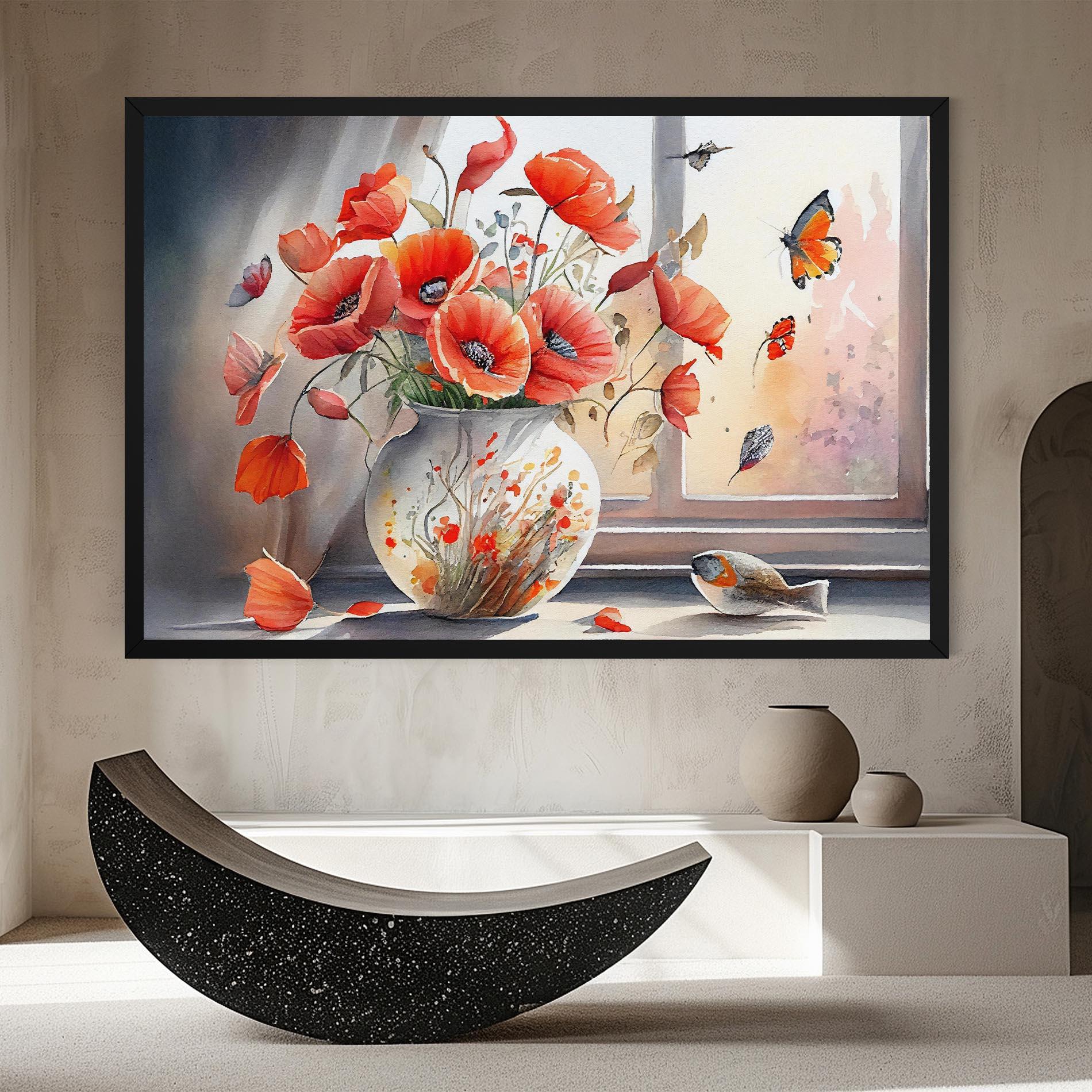 Leinwandbild Poppies Vase mockup 8