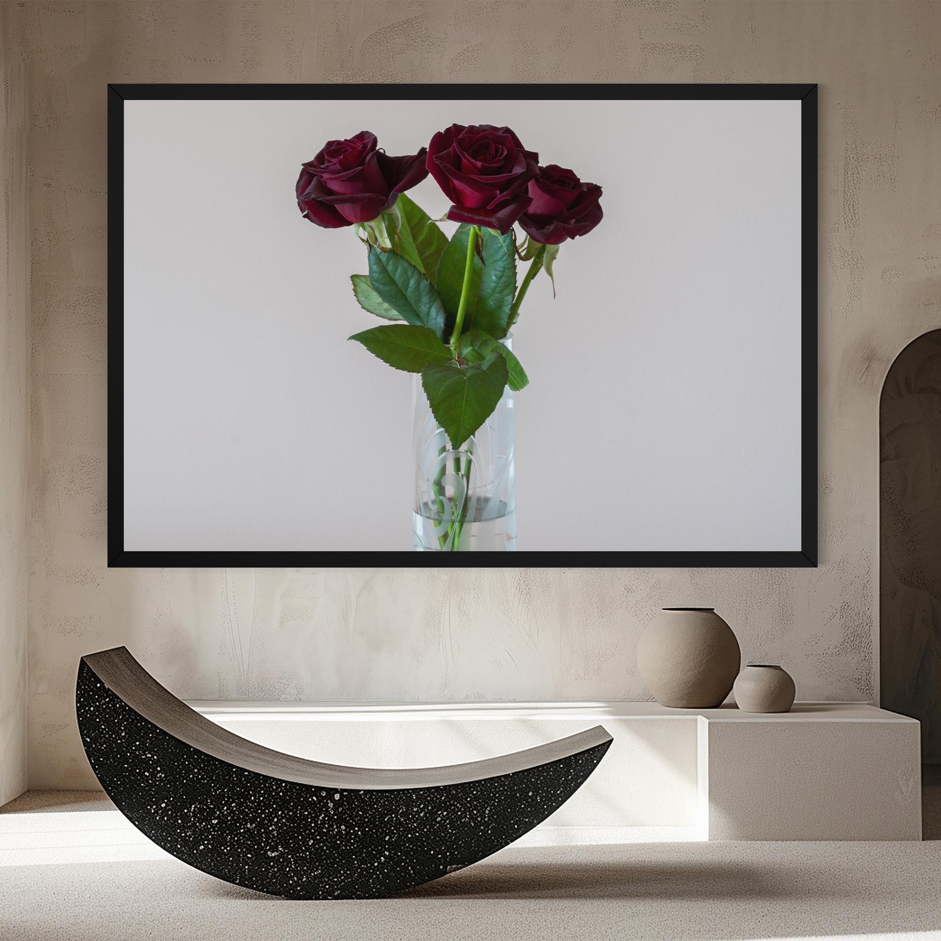 Leinwandbild Red Roses Vase mockup 8