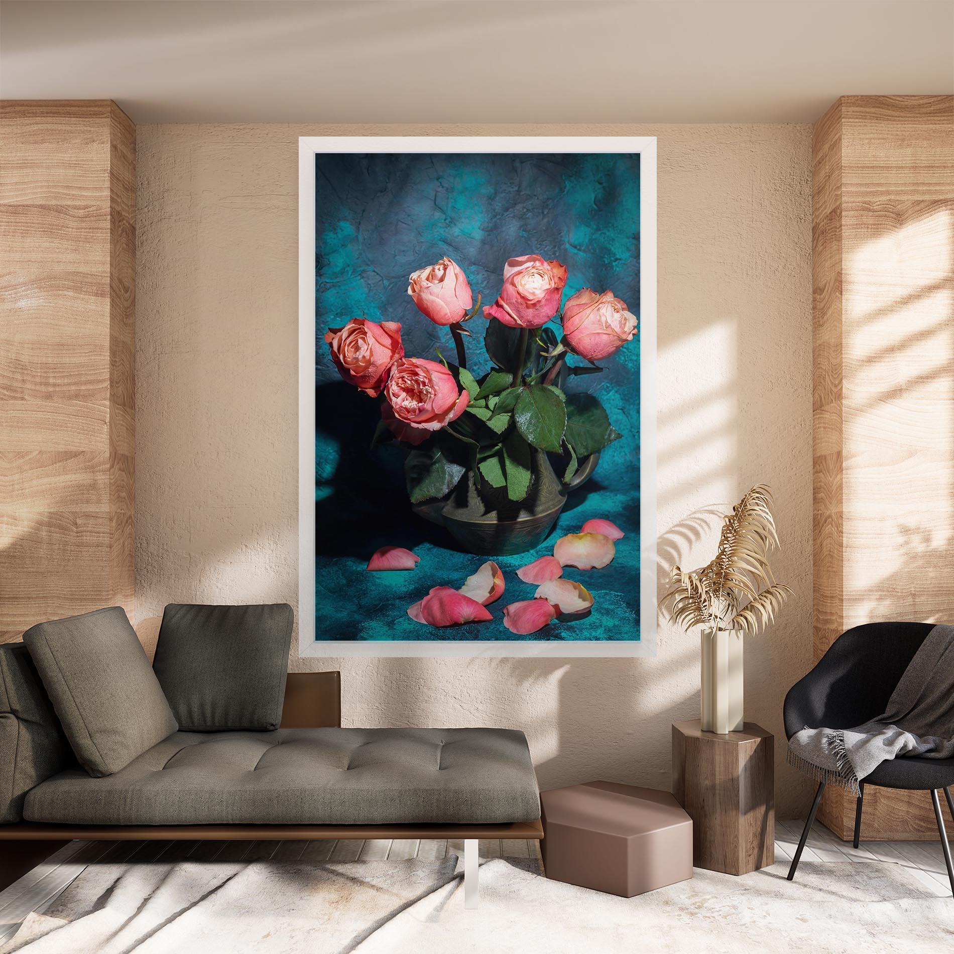 Leinwandbild Bouquet Roses Vase mockup 8