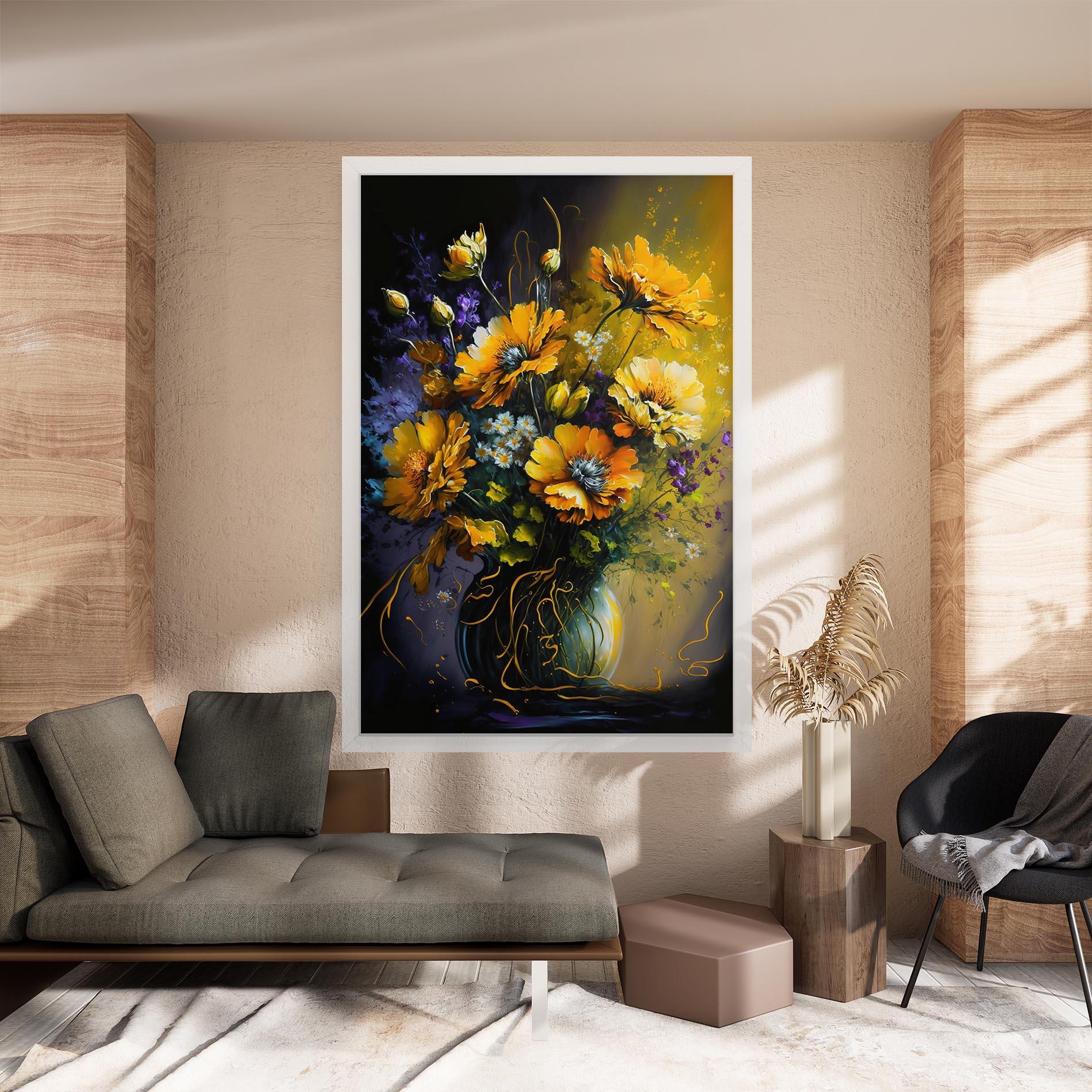 Leinwandbild Yellow Flower Art Vase mockup 8