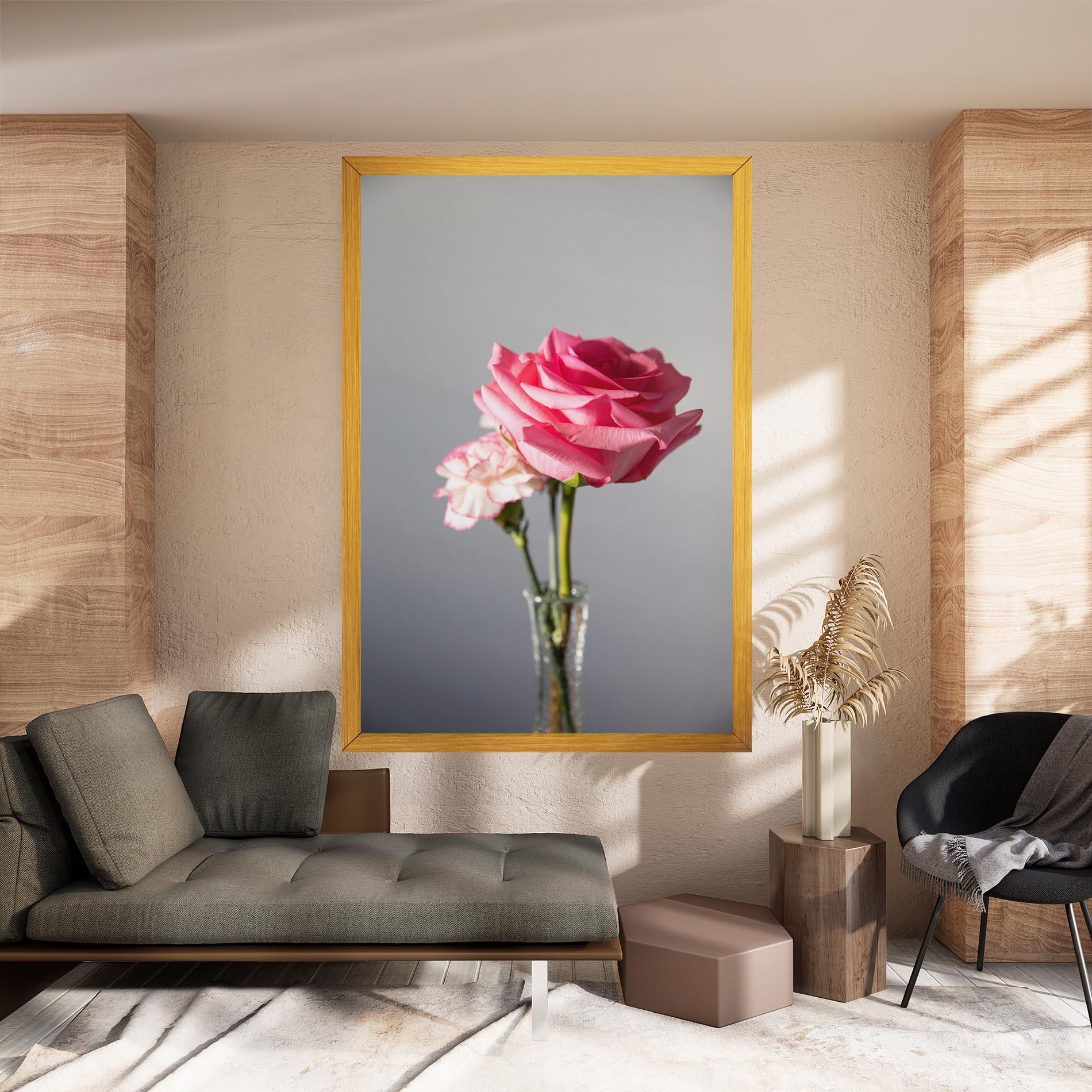 Leinwandbild Big Pink Rose Vase mockup 8