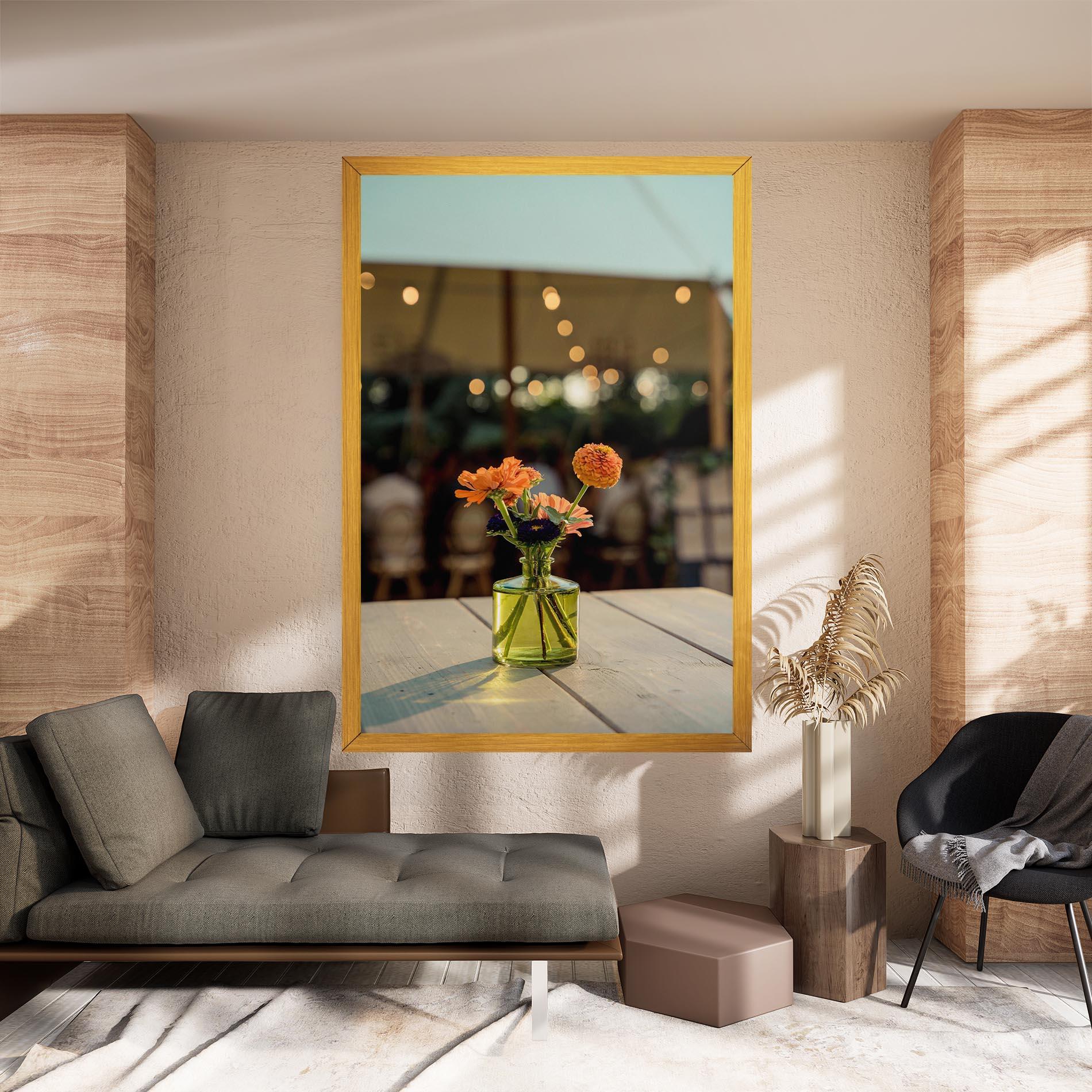 Leinwandbild Orange Flowers Vase mockup 8