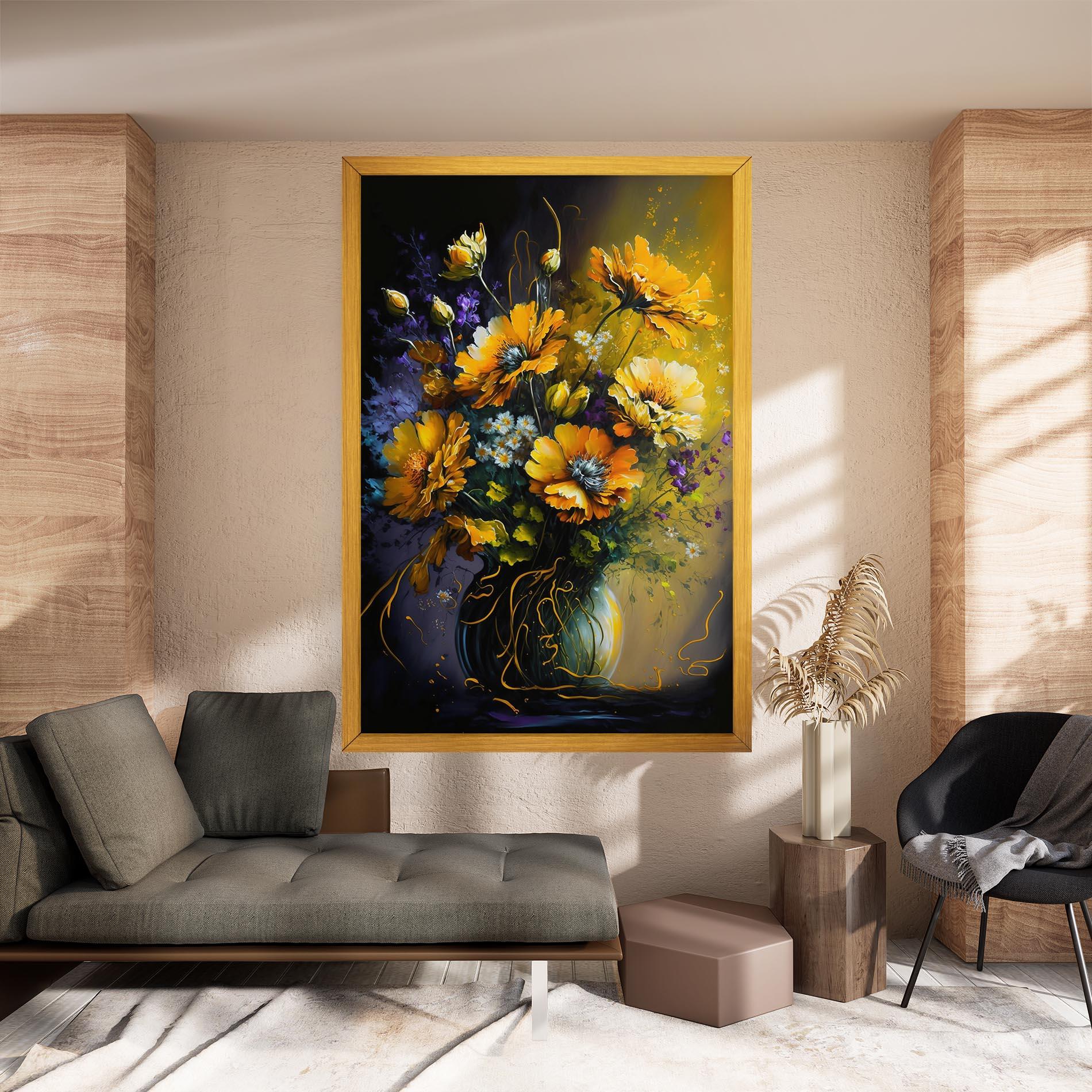 Leinwandbild Yellow Flower Art Vase mockup 8