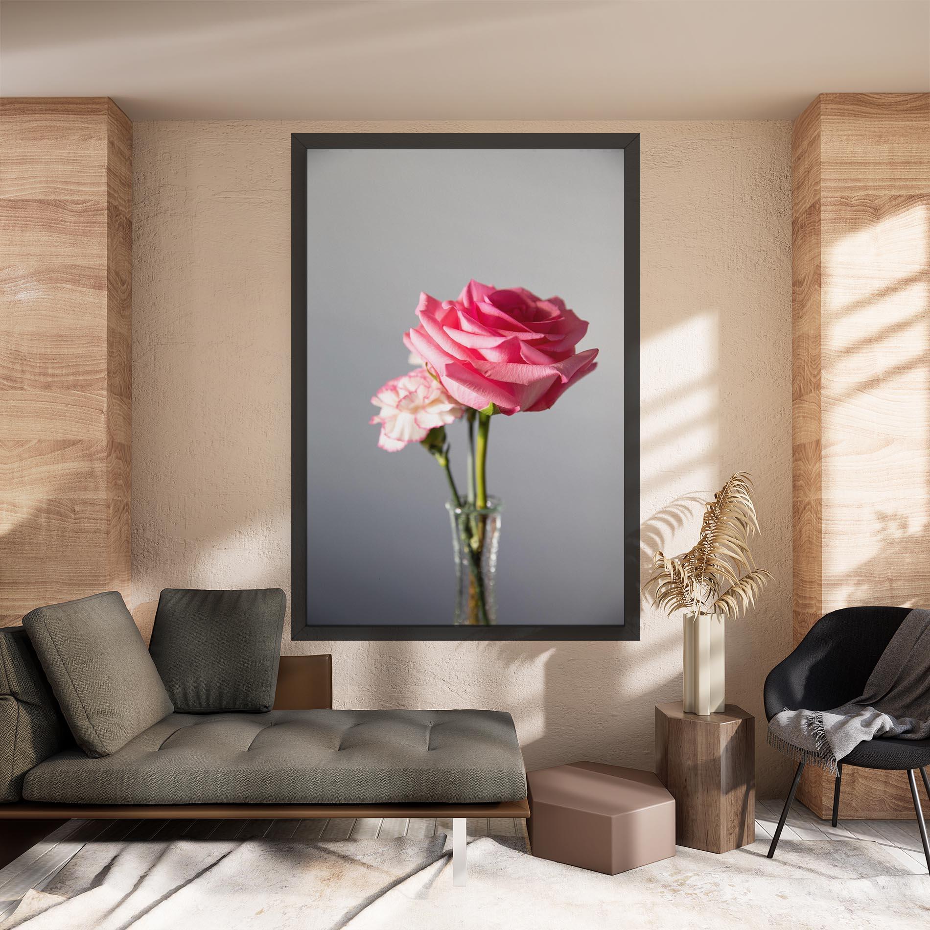 Leinwandbild Big Pink Rose Vase mockup 8
