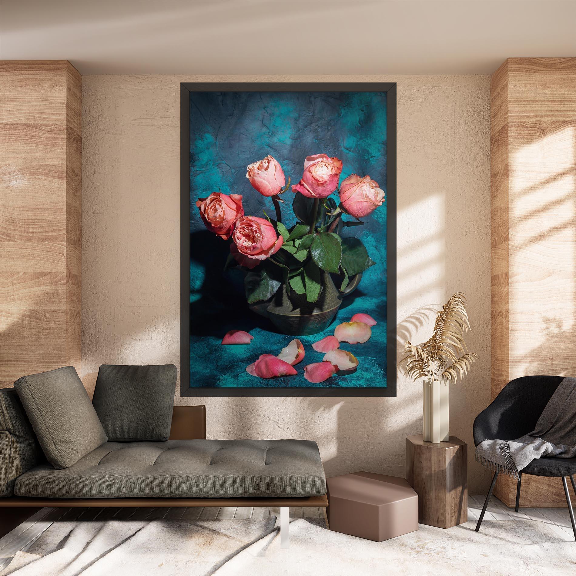 Leinwandbild Bouquet Roses Vase mockup 8