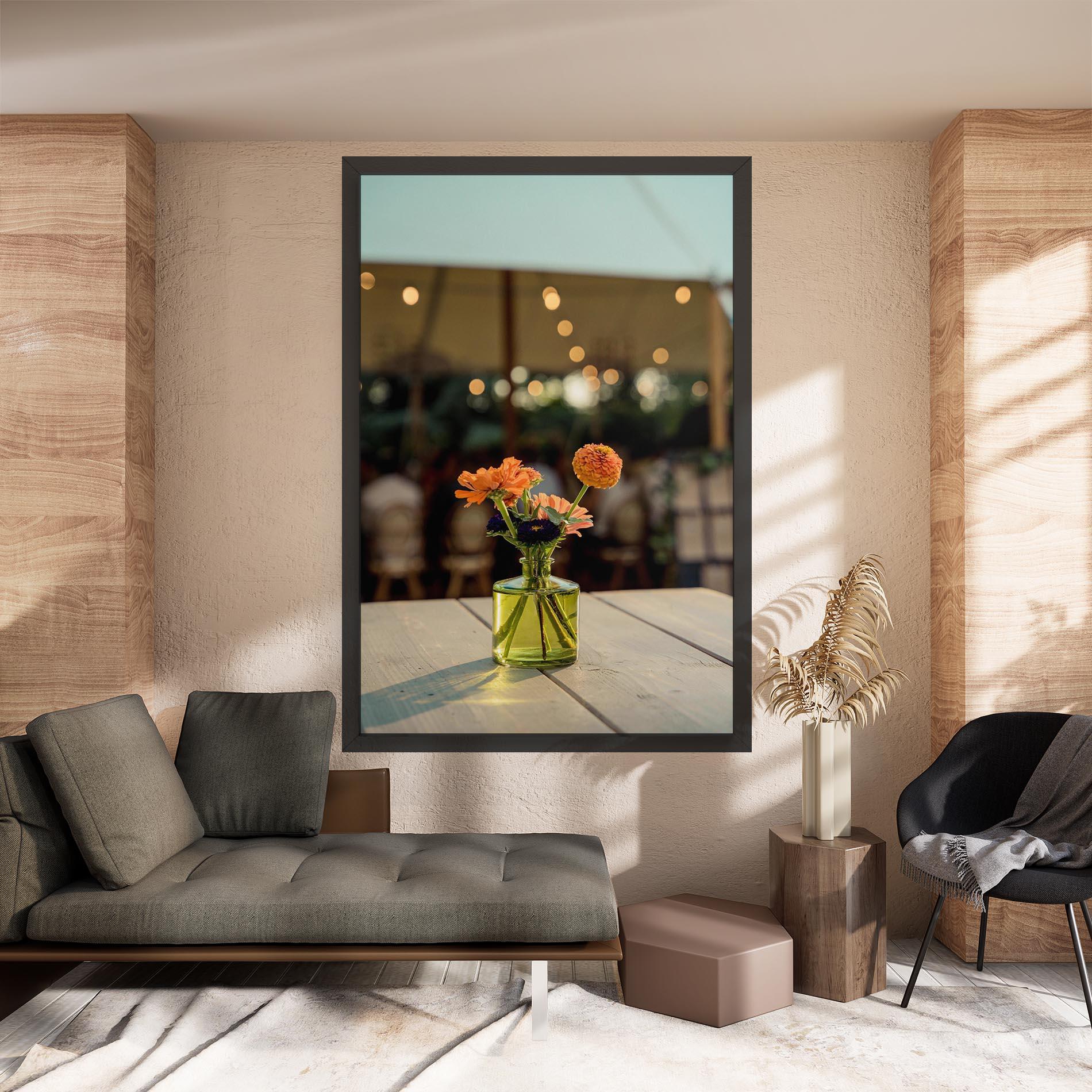 Leinwandbild Orange Flowers Vase mockup 8